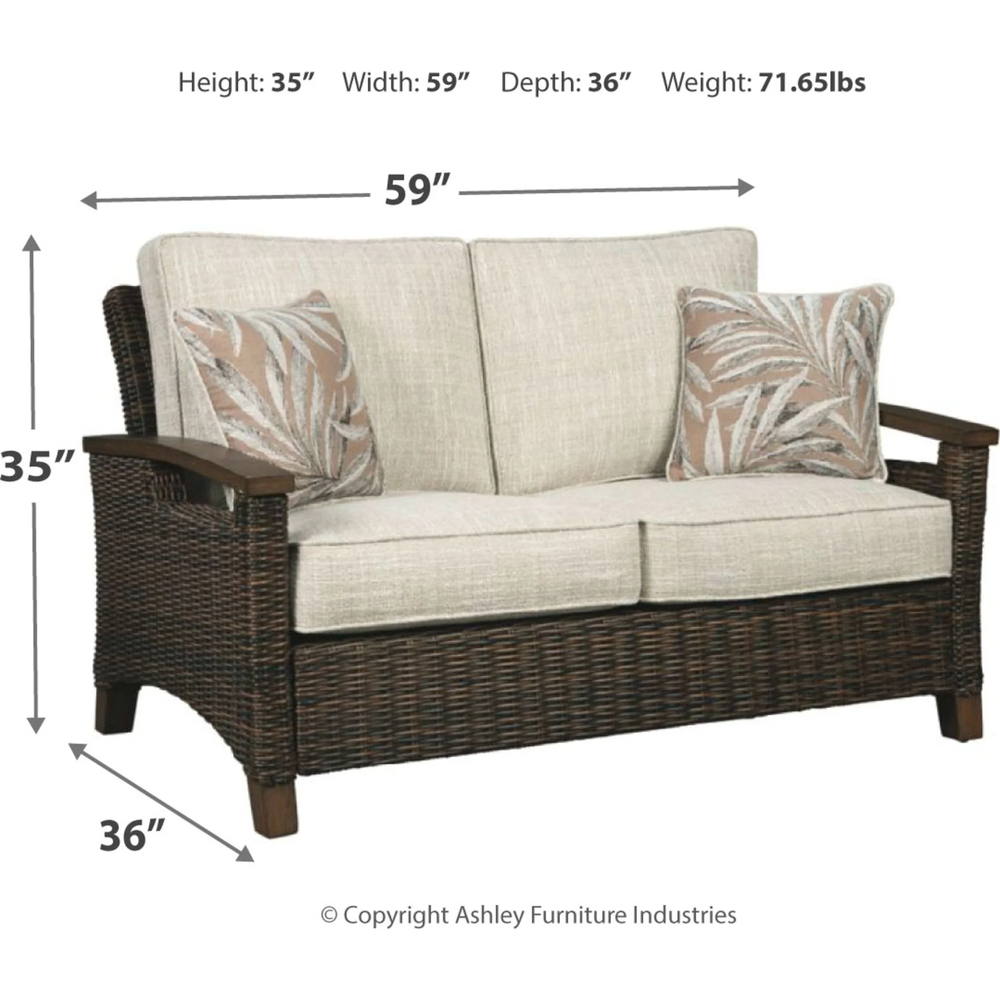 Paradise Trail Outdoor Loveseat with Cushion - Image 4