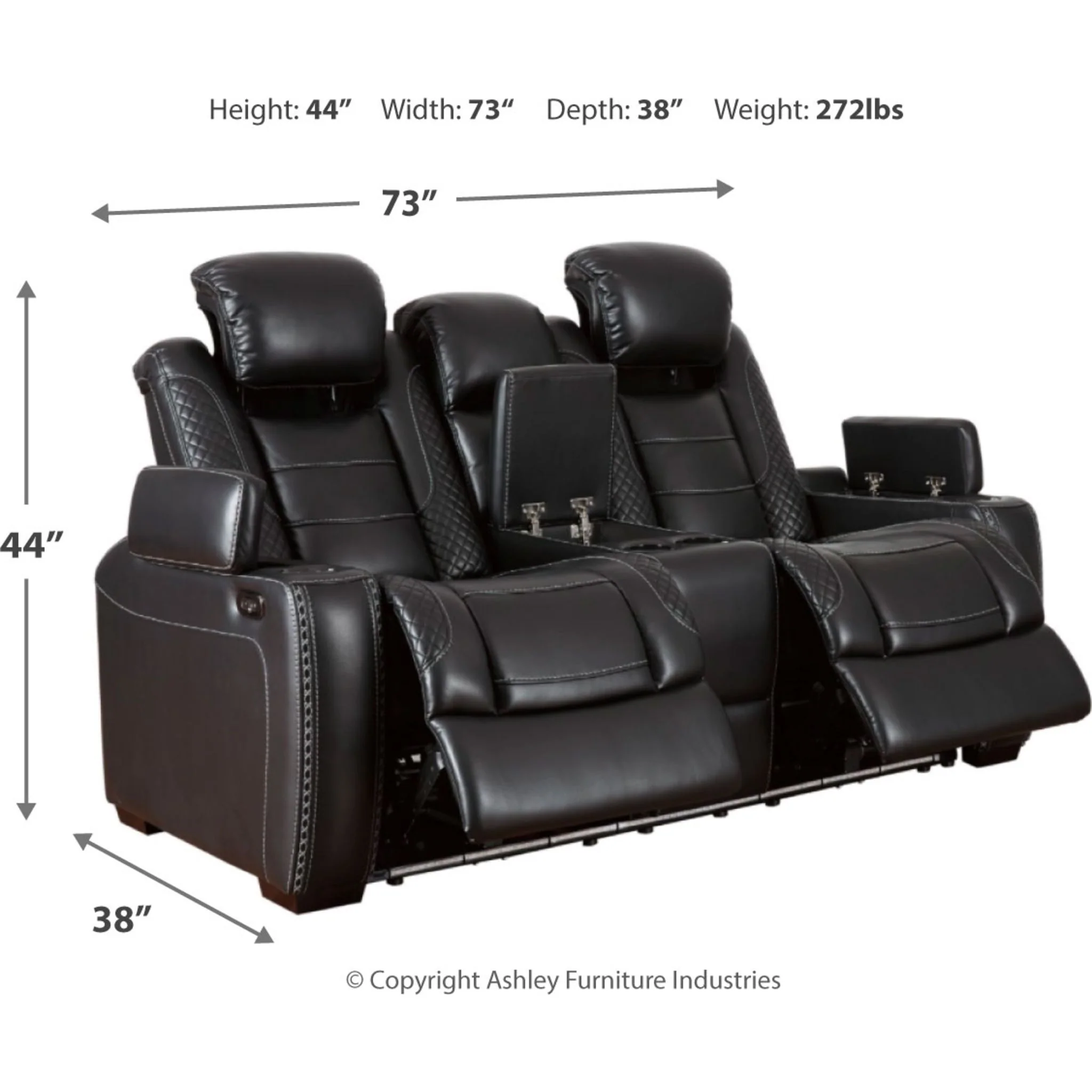 Party Time Power Reclining Loveseat with Console and Adj Head - Image 6