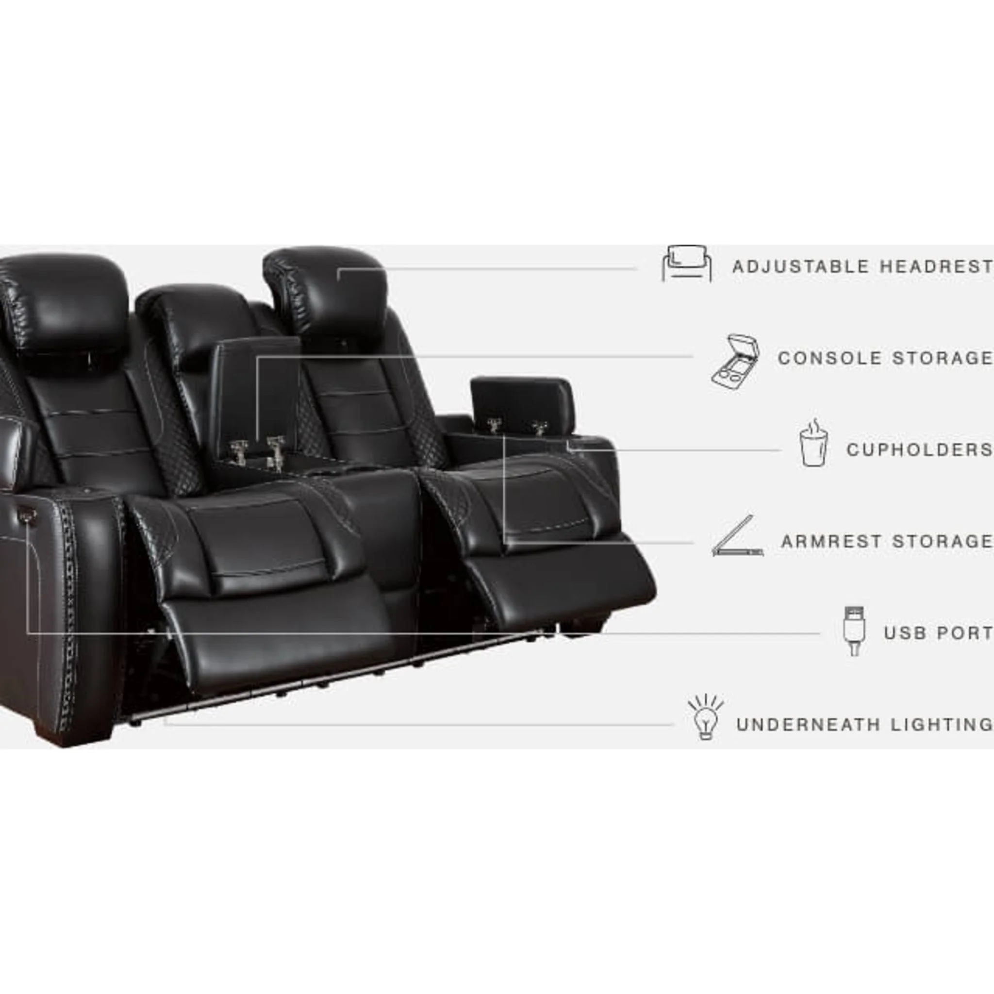 Party Time Power Reclining Loveseat with Console and Adj Head - Image 7