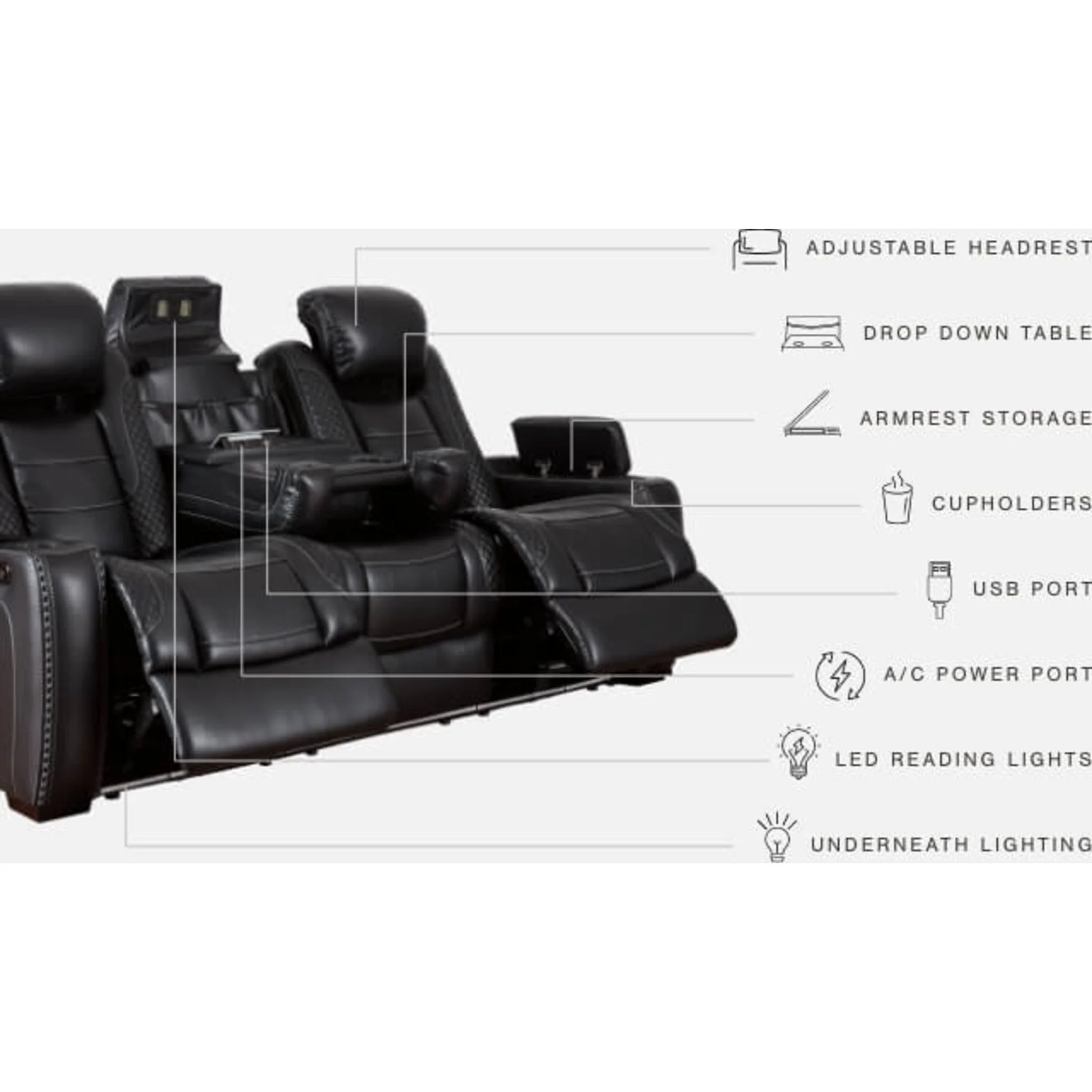 Party Time Power Reclining Sofa with Adjustable Headrest - Image 11