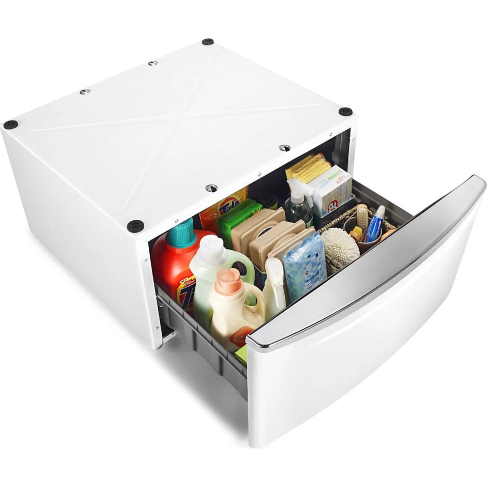 Whirlpool 15.5" (39.4 cm) Pedestal for Front Load Washer and Dryer with Storage -White with Chrome (XHPC155XW) - Image 11