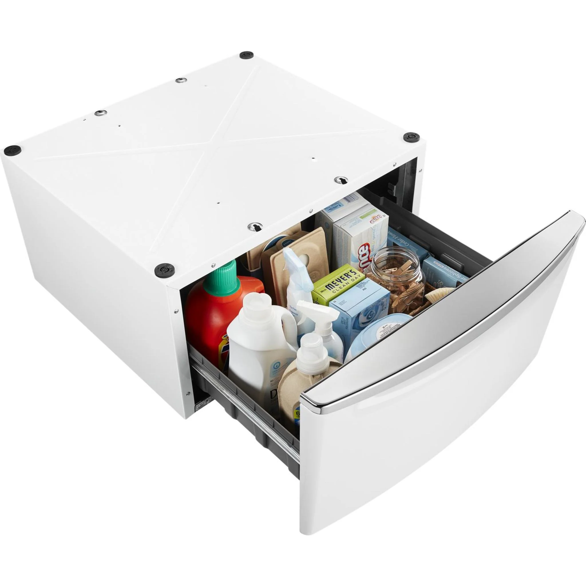 Whirlpool 15.5" (39.4 cm) Pedestal for Front Load Washer and Dryer with Storage -White with Chrome (XHPC155XW) - Image 3