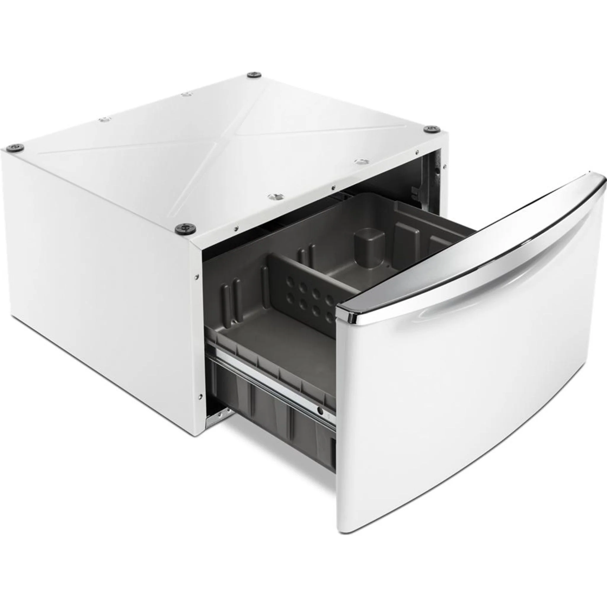 Whirlpool 15.5" (39.4 cm) Pedestal for Front Load Washer and Dryer with Storage -White with Chrome (XHPC155XW) - Image 6