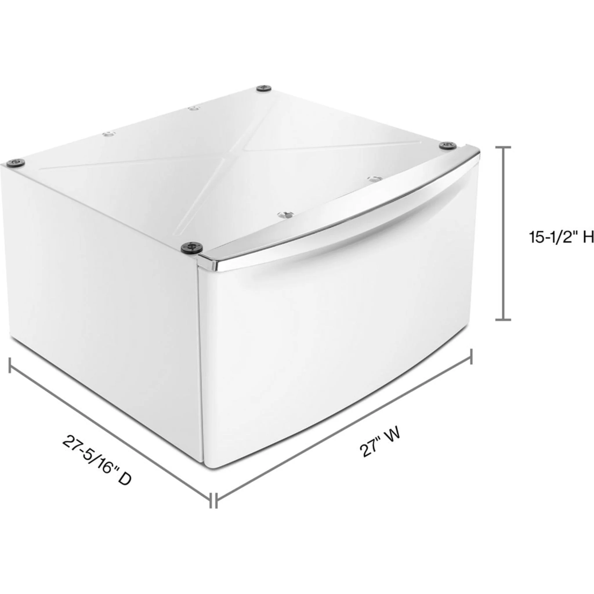 Whirlpool 15.5" (39.4 cm) Pedestal for Front Load Washer and Dryer with Storage -White with Chrome (XHPC155XW) - Image 7