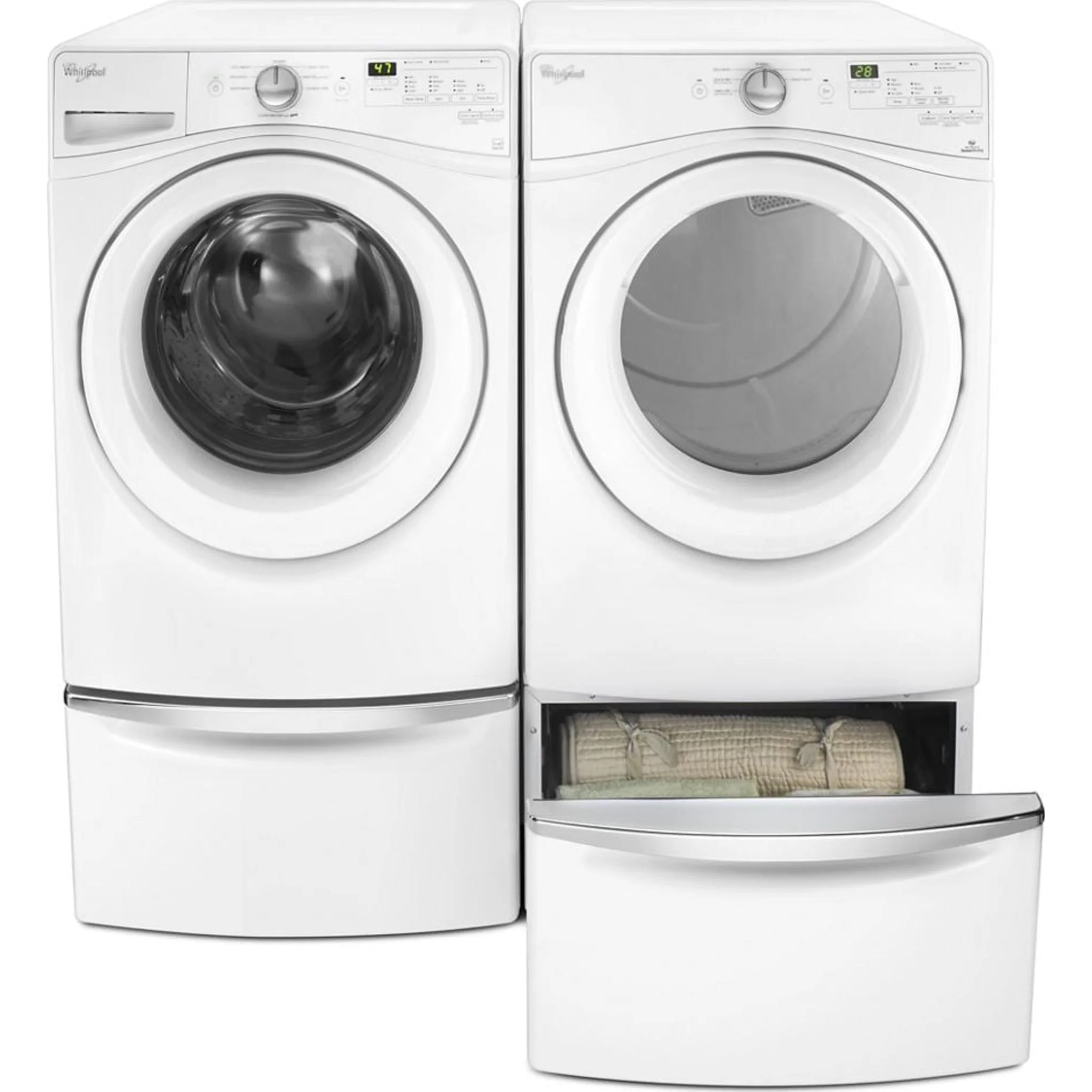 Whirlpool 15.5" (39.4 cm) Pedestal for Front Load Washer and Dryer with Storage -White with Chrome (XHPC155XW) - Image 9