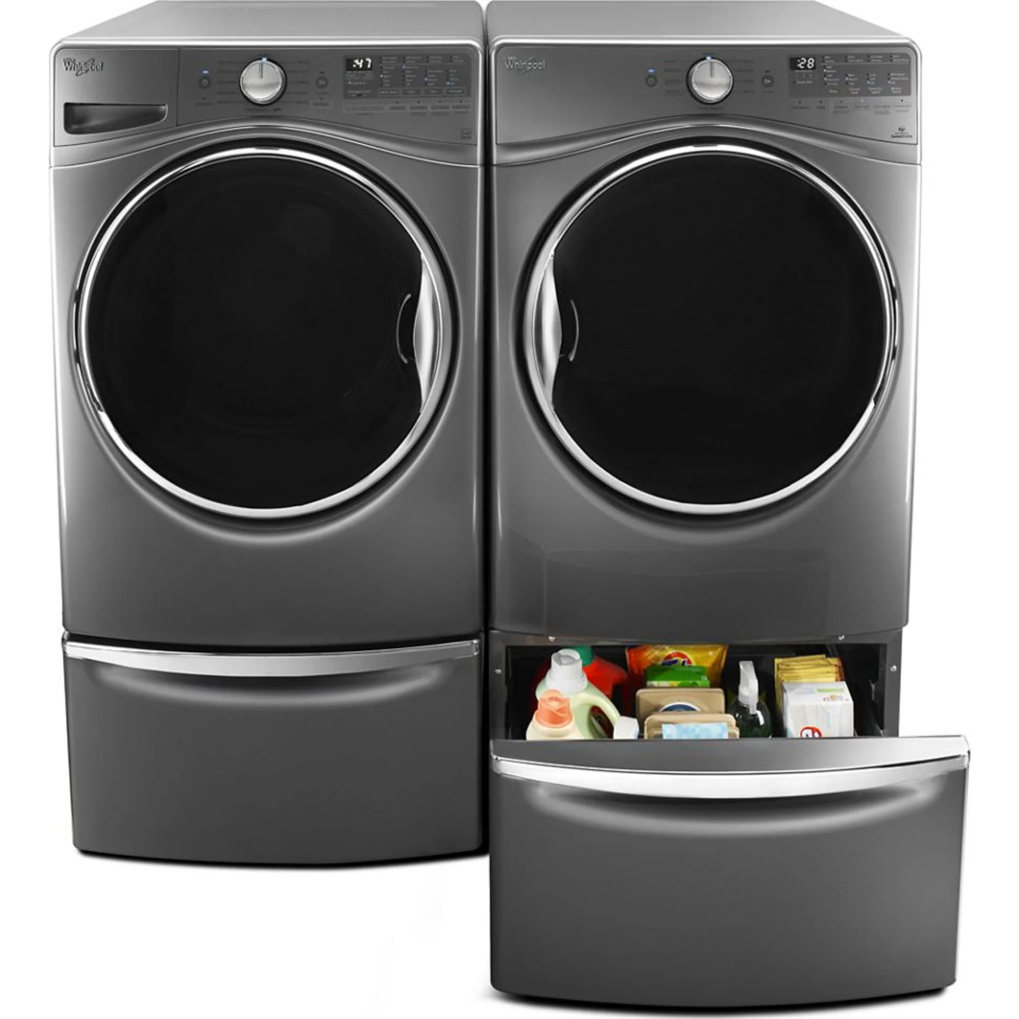 Whirlpool 15.5" (39.4 cm) Pedestal for Front Load Washer and Dryer with Storage -Chrome Shadow (XHPC155YC) - Image 11