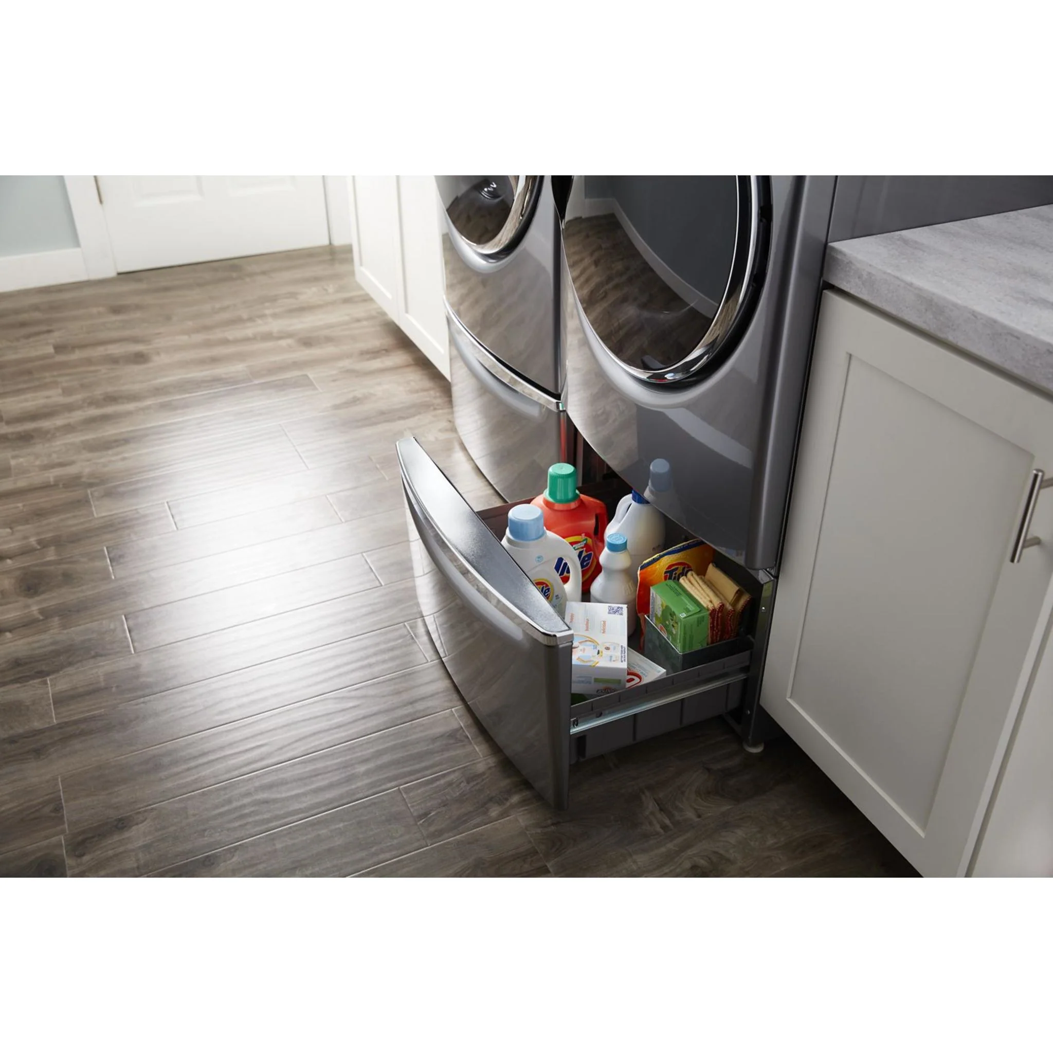 Whirlpool 15.5" (39.4 cm) Pedestal for Front Load Washer and Dryer with Storage -Chrome Shadow (XHPC155YC) - Image 5
