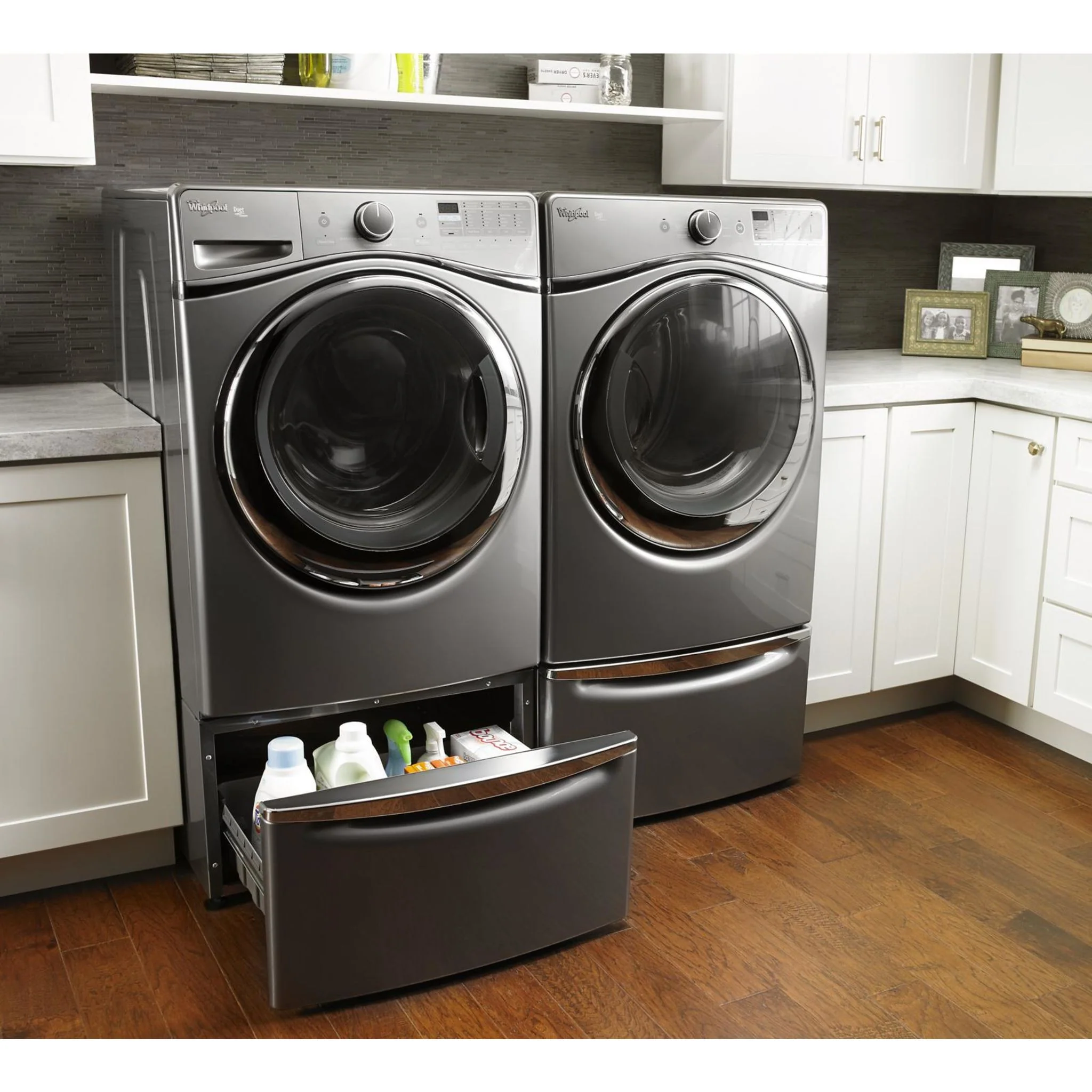 Whirlpool 15.5" (39.4 cm) Pedestal for Front Load Washer and Dryer with Storage -Chrome Shadow (XHPC155YC) - Image 6