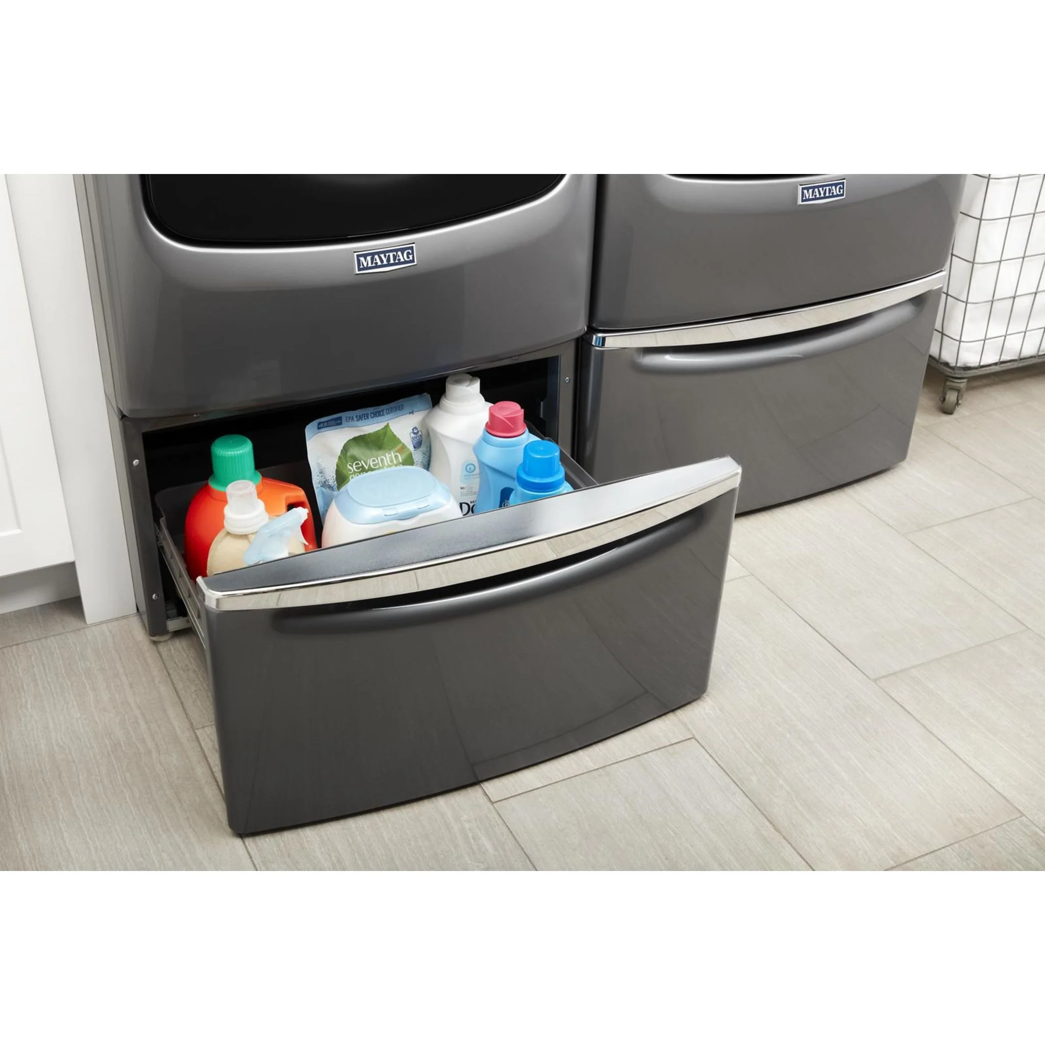 Whirlpool 15.5" (39.4 cm) Pedestal for Front Load Washer and Dryer with Storage -Chrome Shadow (XHPC155YC) - Image 9
