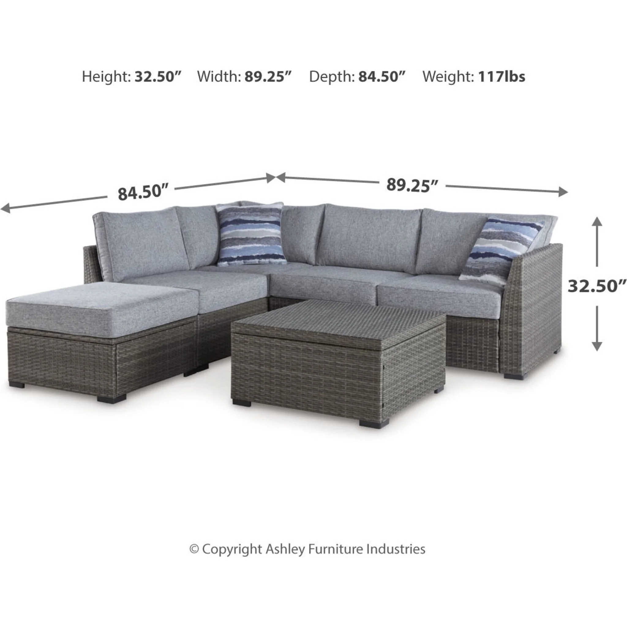 Petal Road Outdoor Sectional with Ottoman and Coffee Table - Image 5