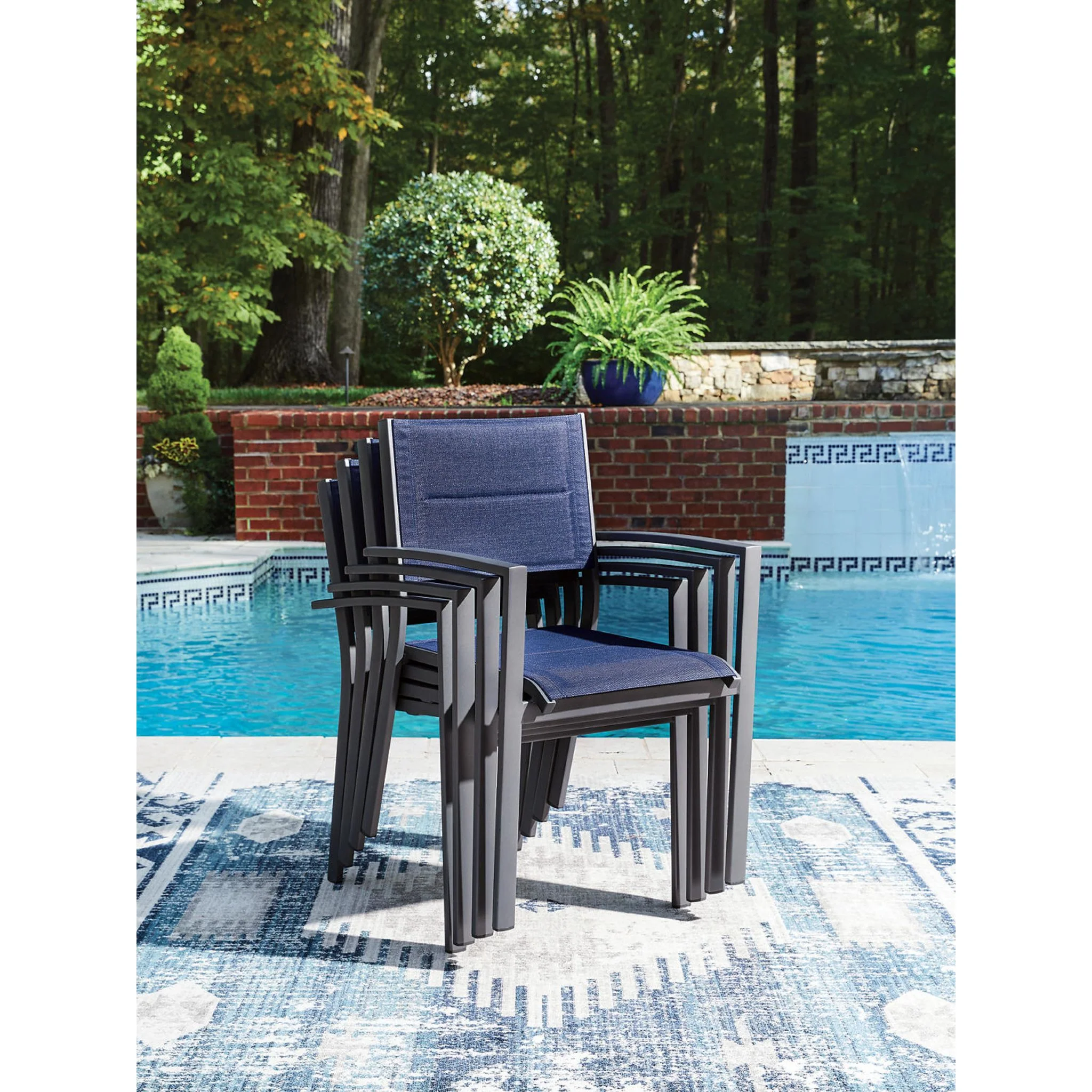 Point Bonita Outdoor Sling Arm Chair (Set of 4) - Image 4