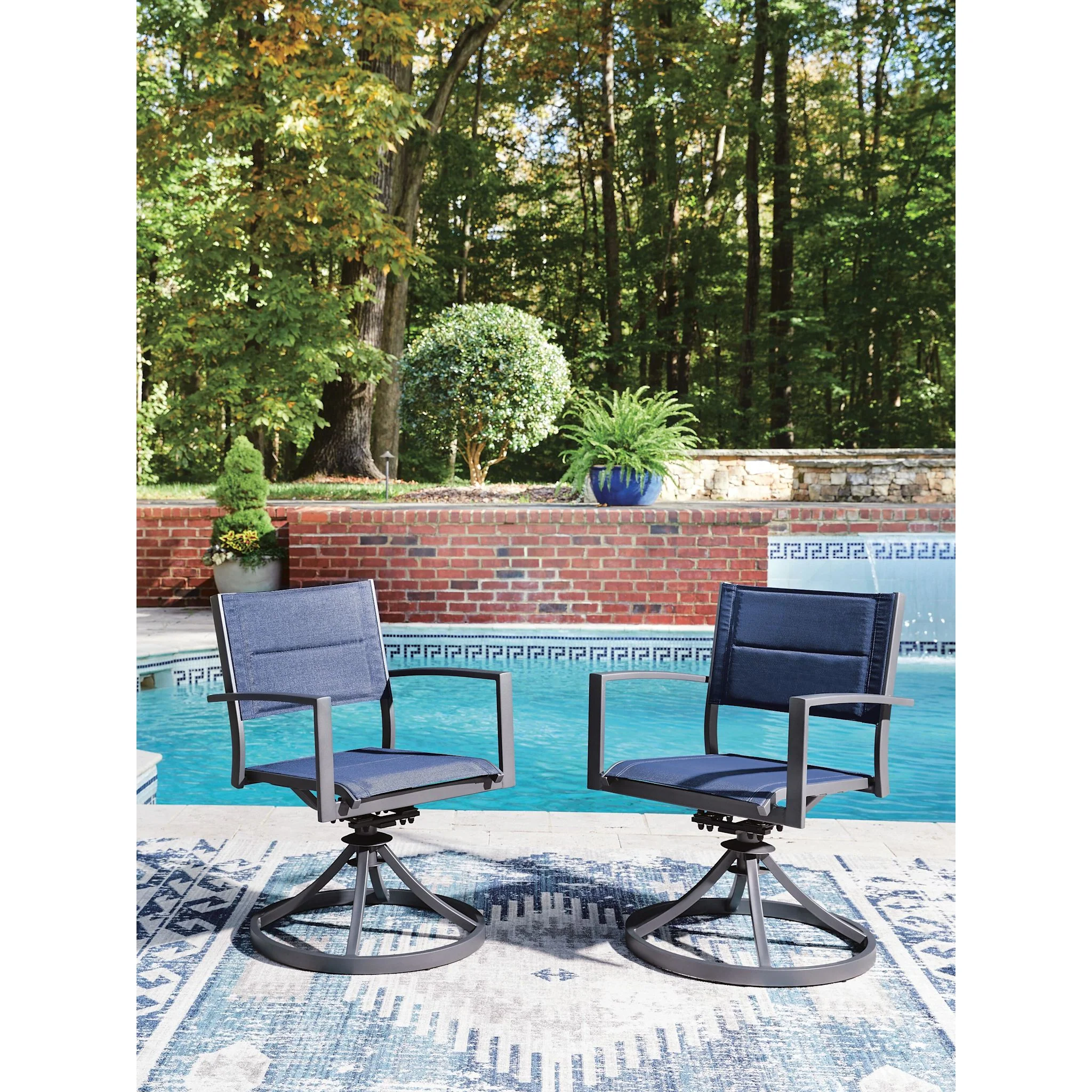 Point Bonita Outdoor Sling Swivel Chair (Set of 2) - Image 4