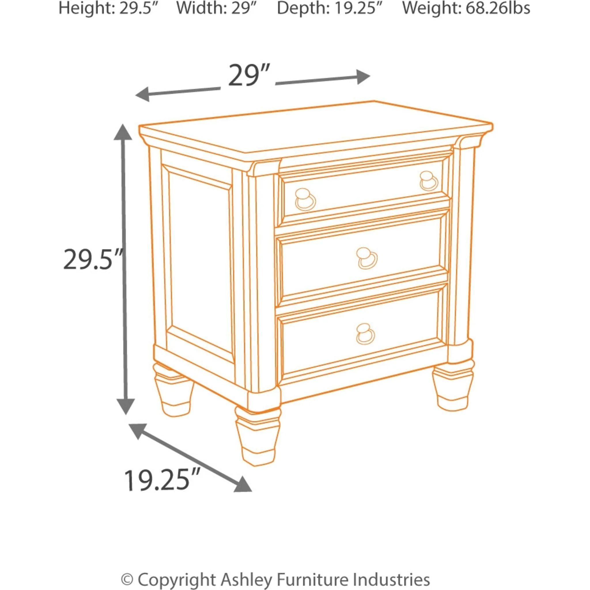 Prentice Three Drawer Nightstand - Image 4