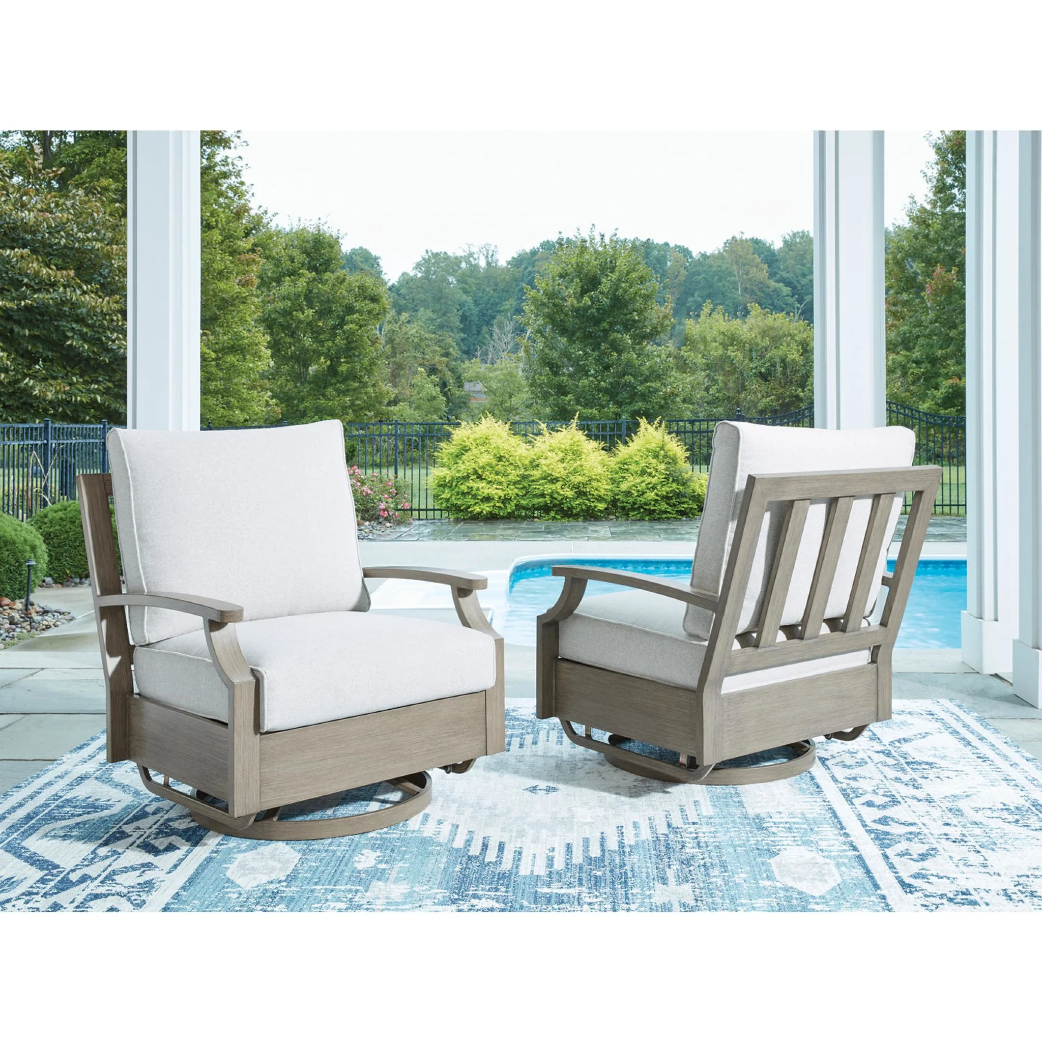 Rainier Ranch Outdoor Swivel Glider Chair with Cushion - Image 2