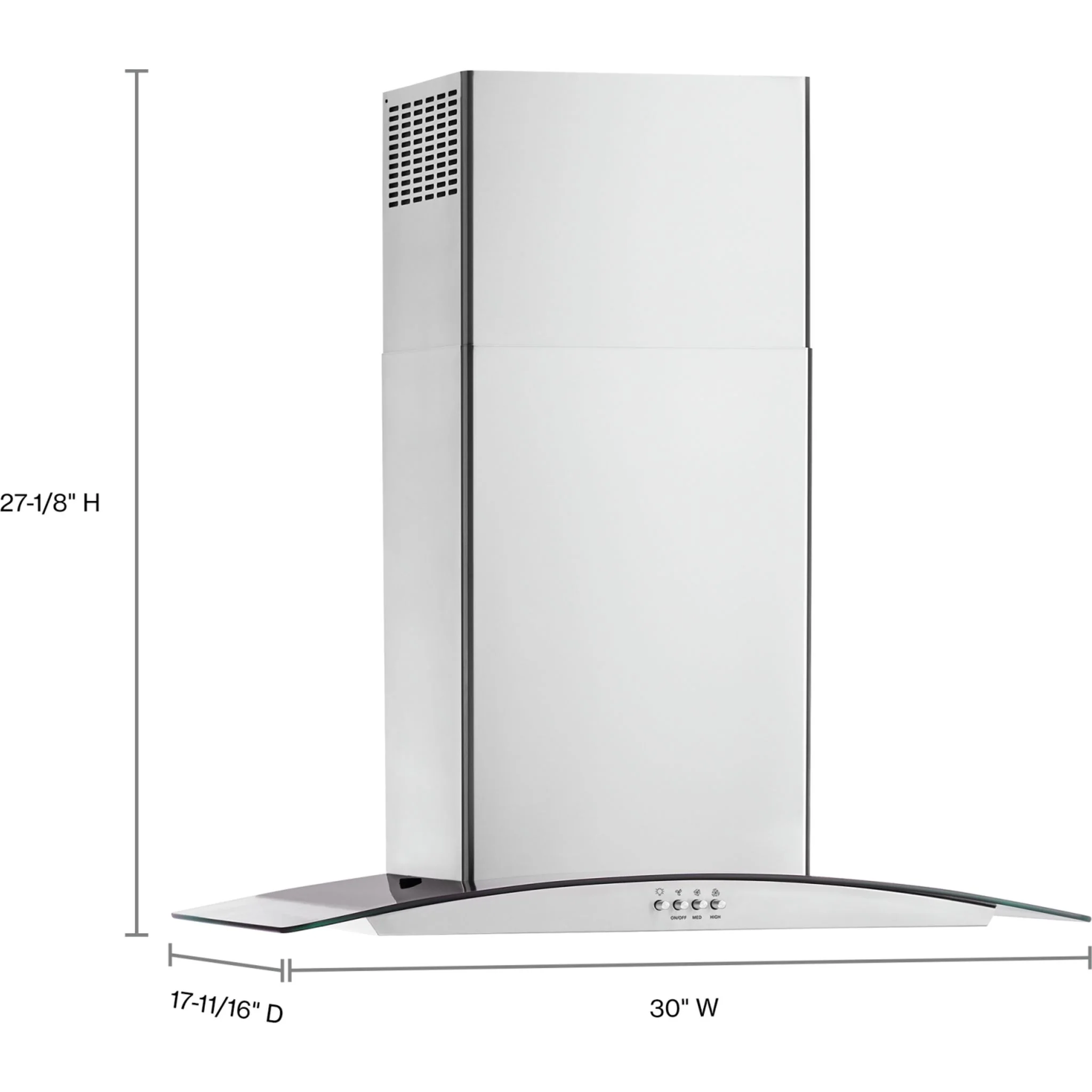 Whirlpool 30" Curved Glass Wall Mount Range Hood -Stainless Steel (WVW51UC0LS) - Image 11