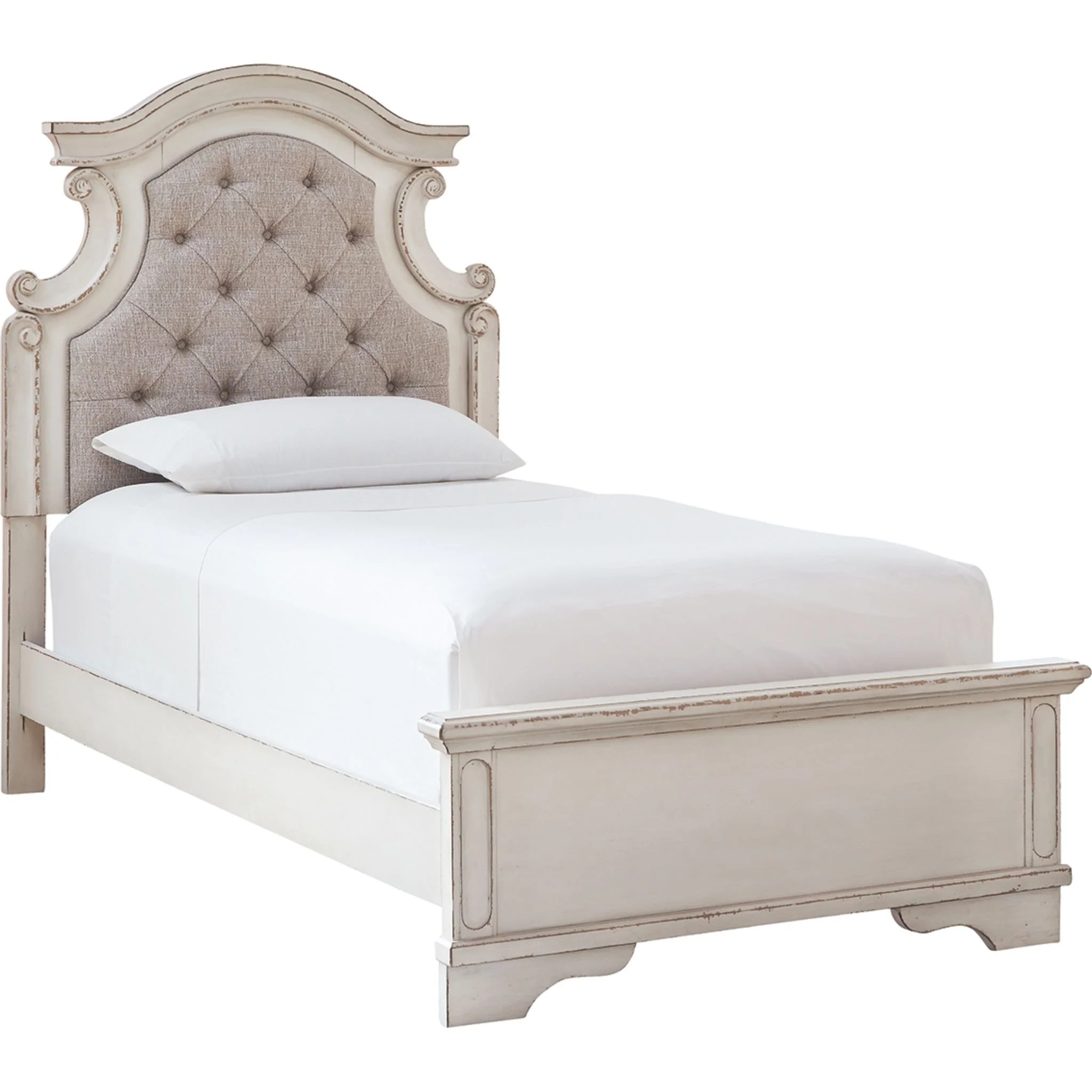 Realyn Panel Bed with Mirrored Dresser - Chipped White - Image 15