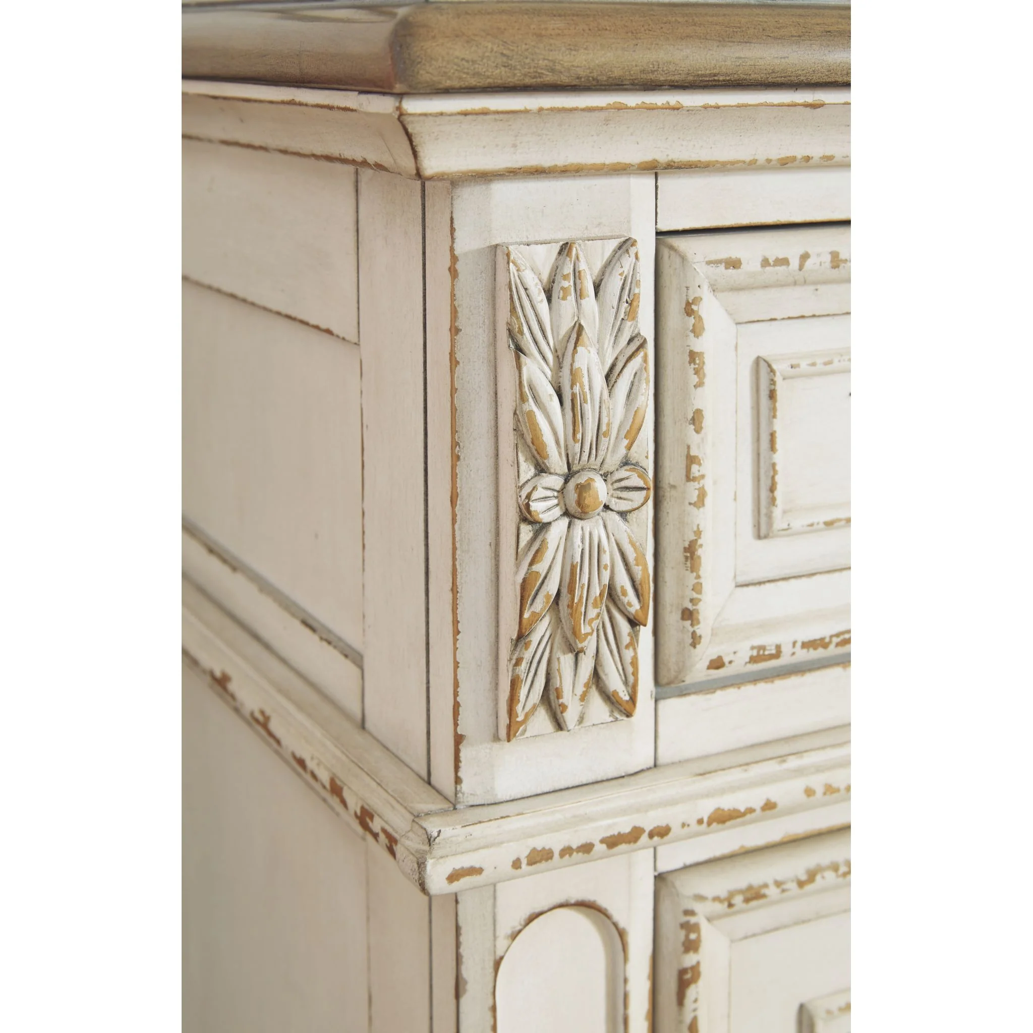 Realyn Panel Bed with Mirrored Dresser - Chipped White - Image 7