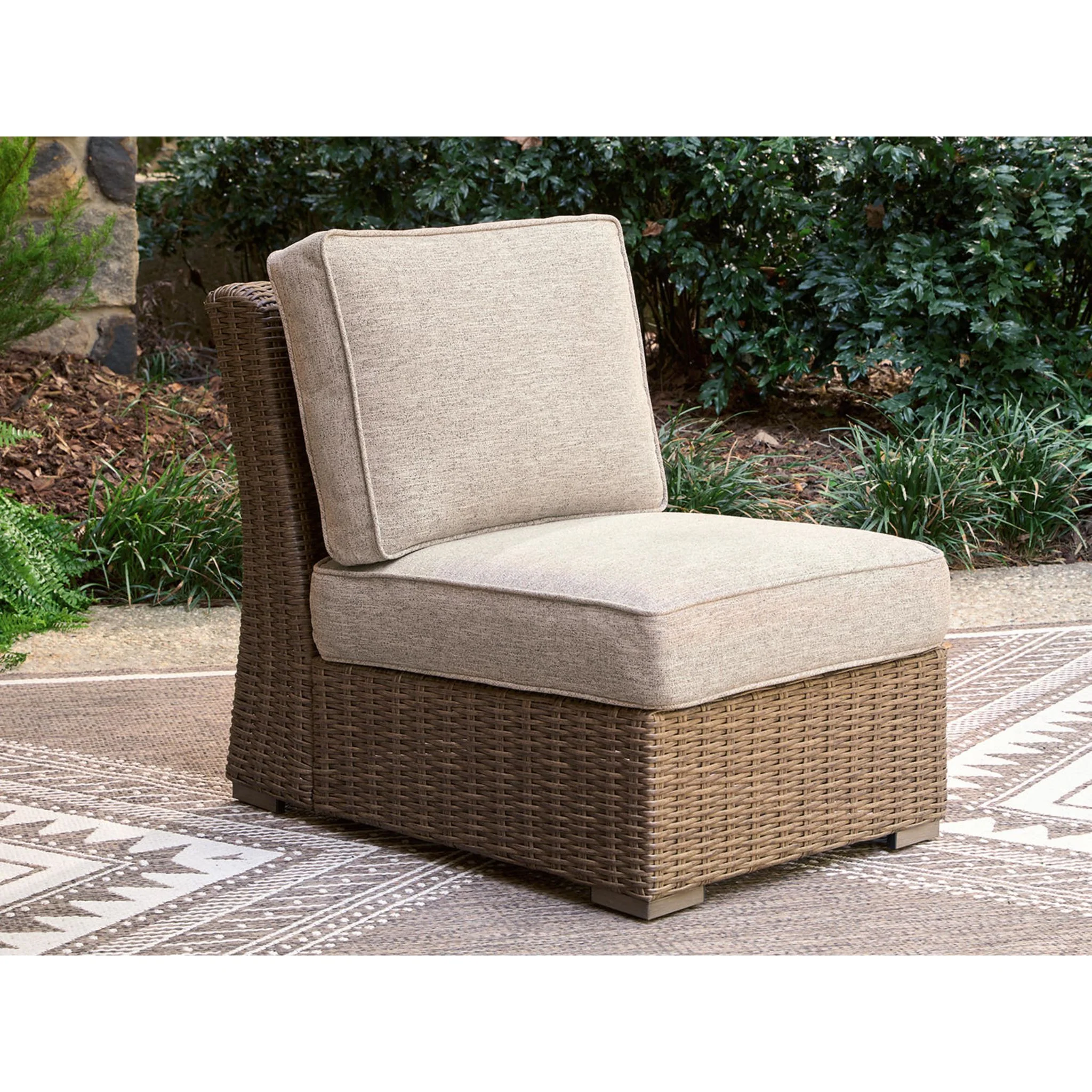 Revare Beach Outdoor Modular Armless Chair with Cushion - Image 2