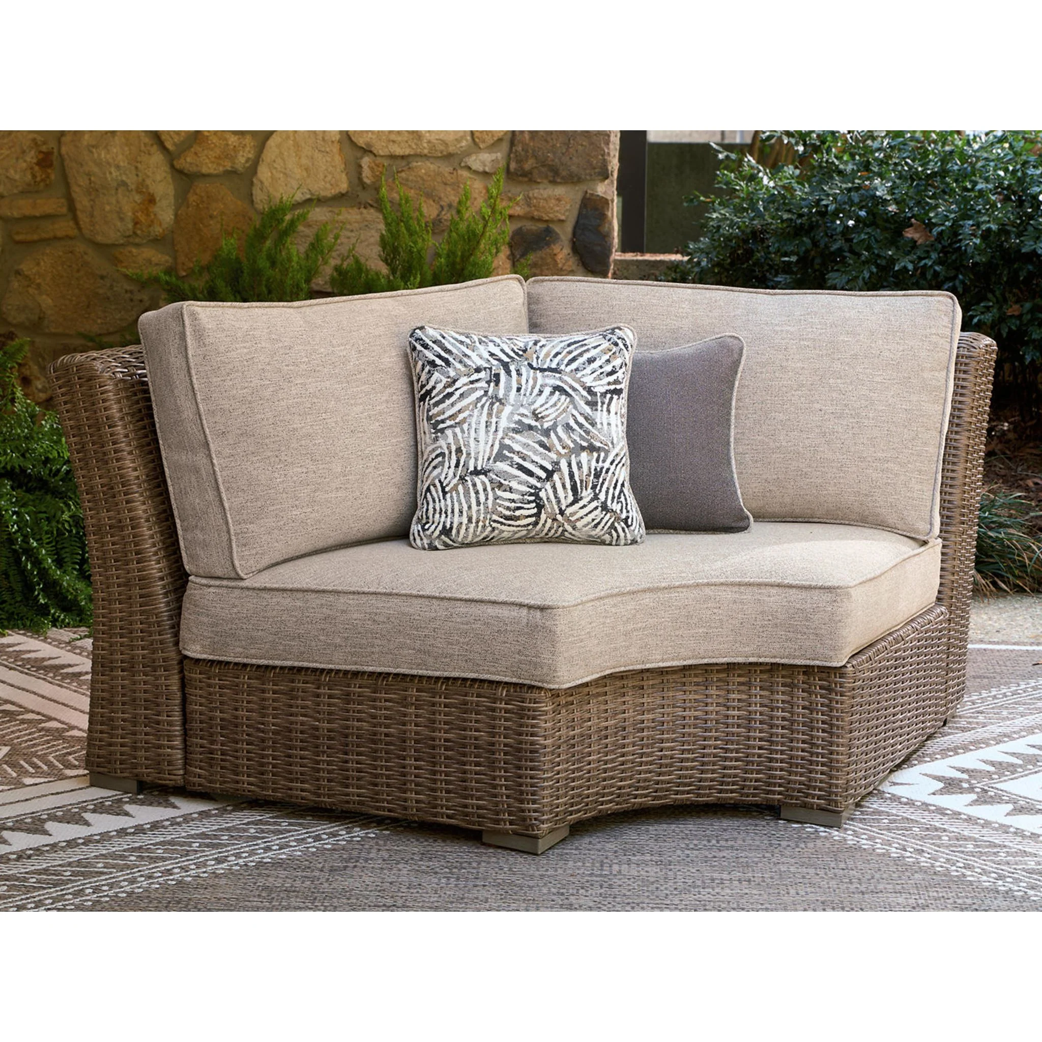 Revare Beach Outdoor Modular Curved Corner Chair with Cushion - Image 2