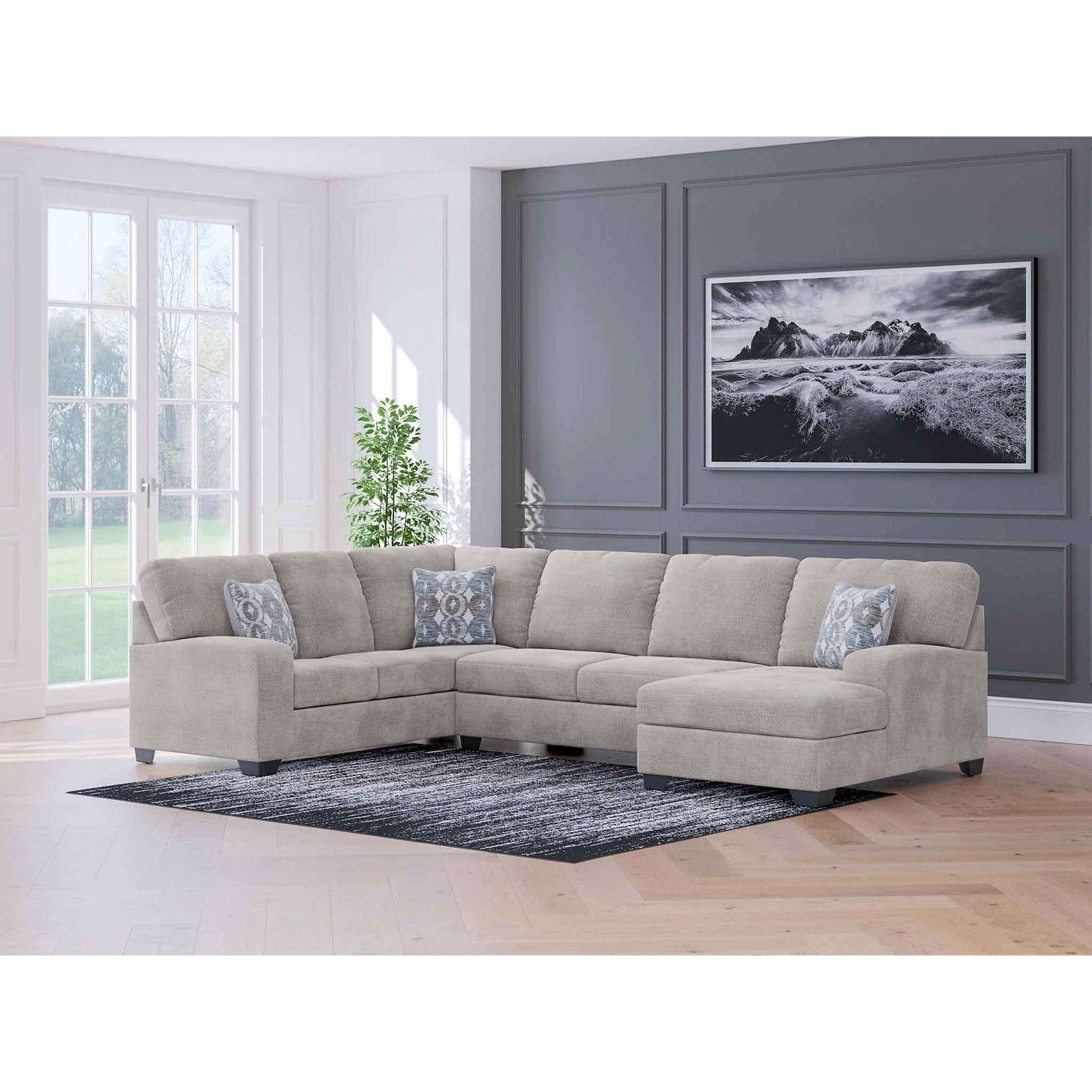 Rodington-Exclusive 3 Piece Sectional with Chaise - Image 2