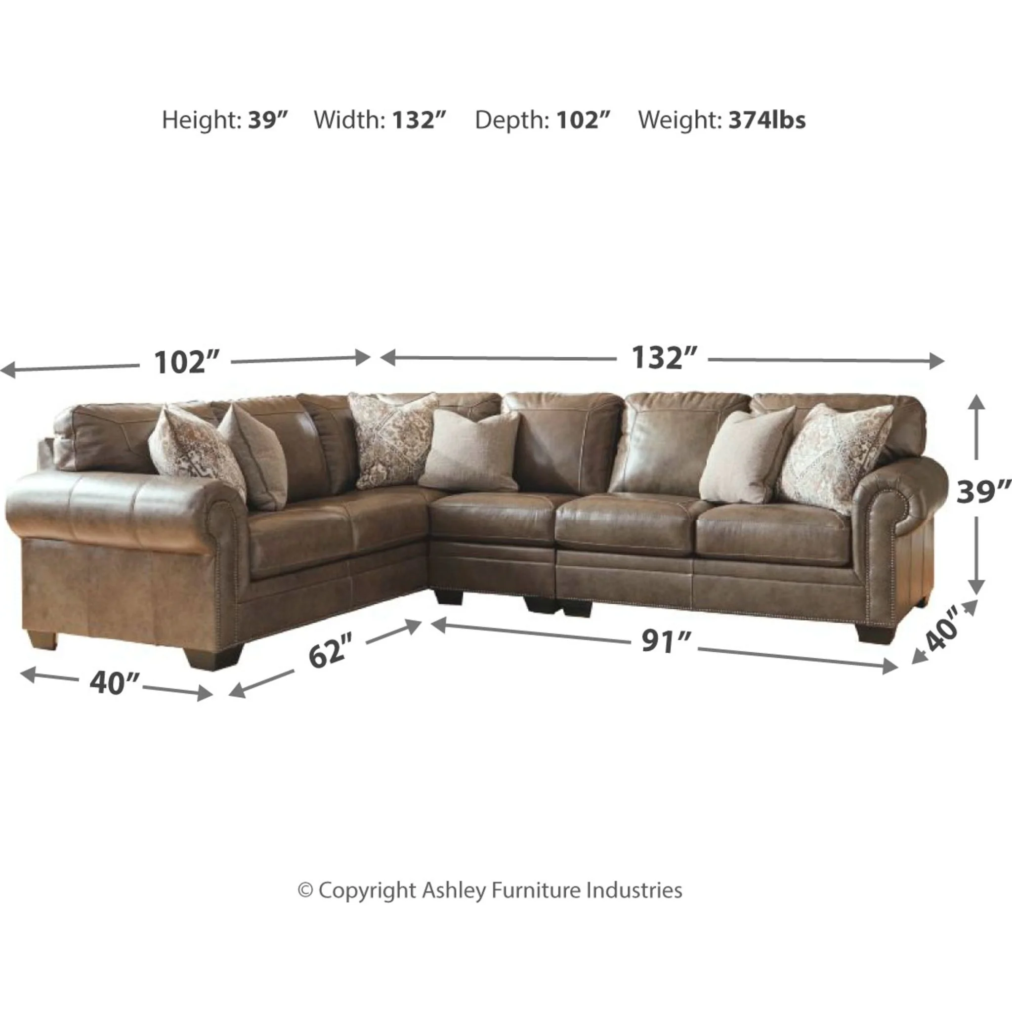 Roleson 3 Piece Sectional - Image 6