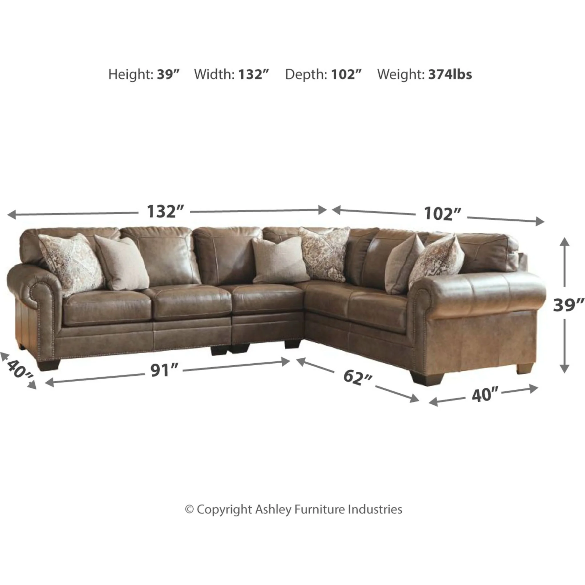 Roleson 3 Piece Sectional - Image 4
