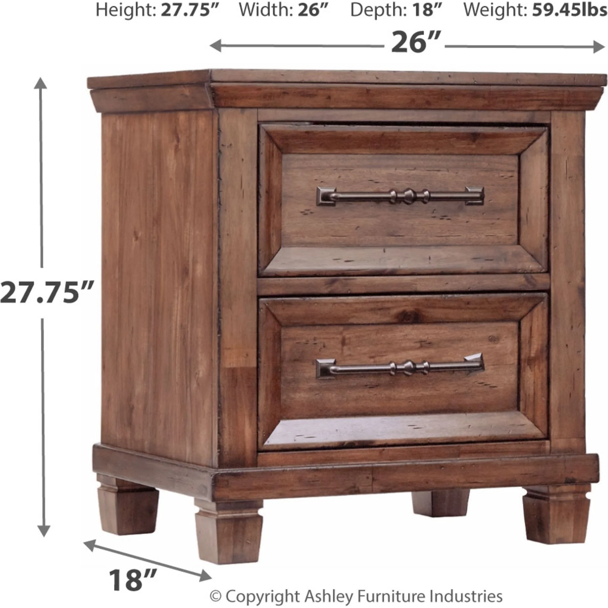 Royard- EXCLUSIVE Two Drawer Nightstand - Image 4