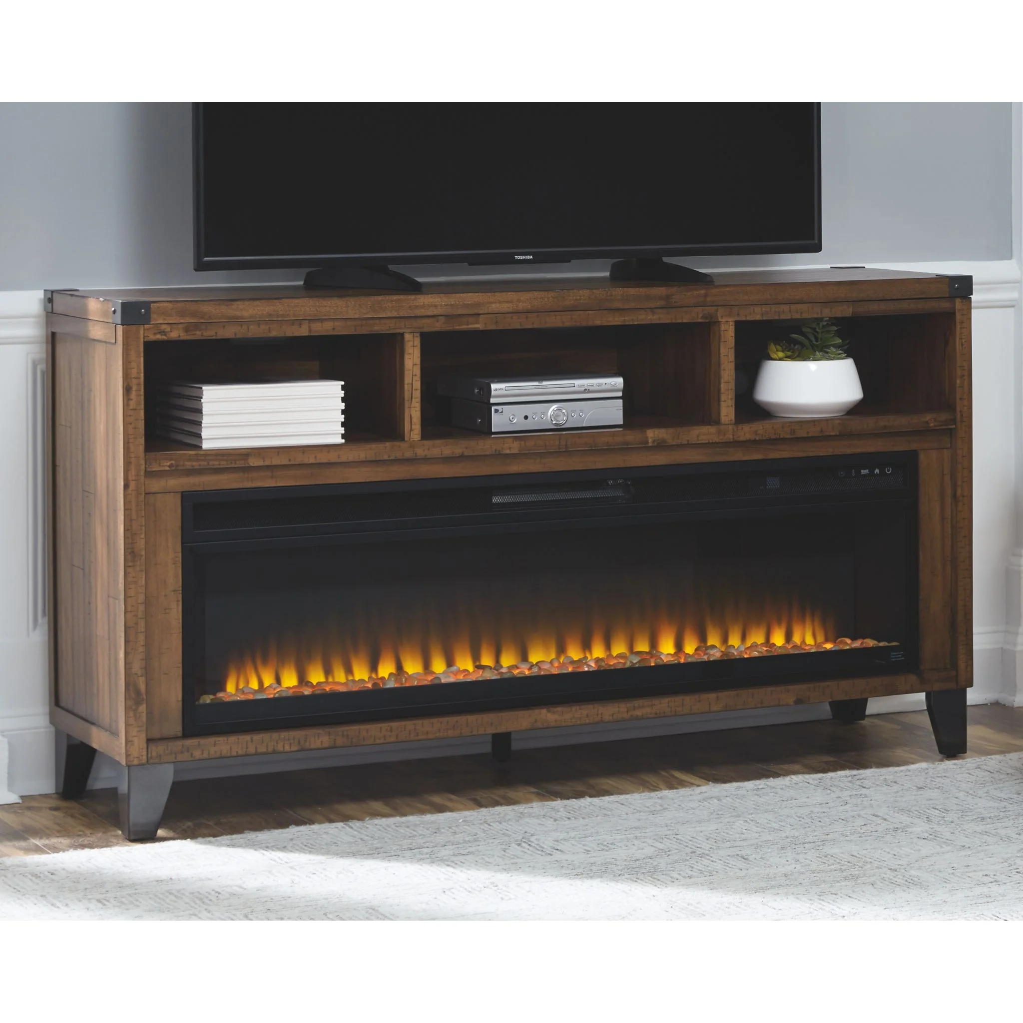 Royard Large TV Stand with Electric Fireplace - Image 2