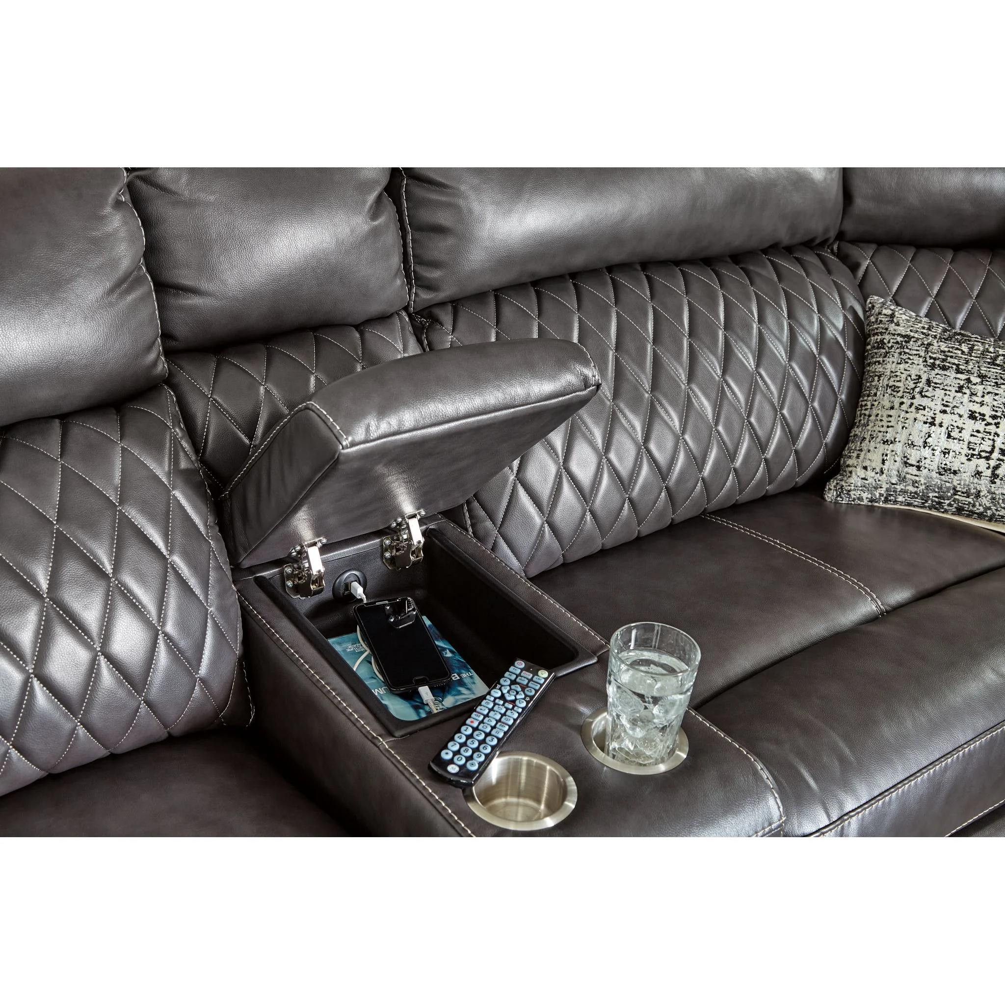 Samperstone 3 Piece Power Reclining Loveseat Console - Image 2