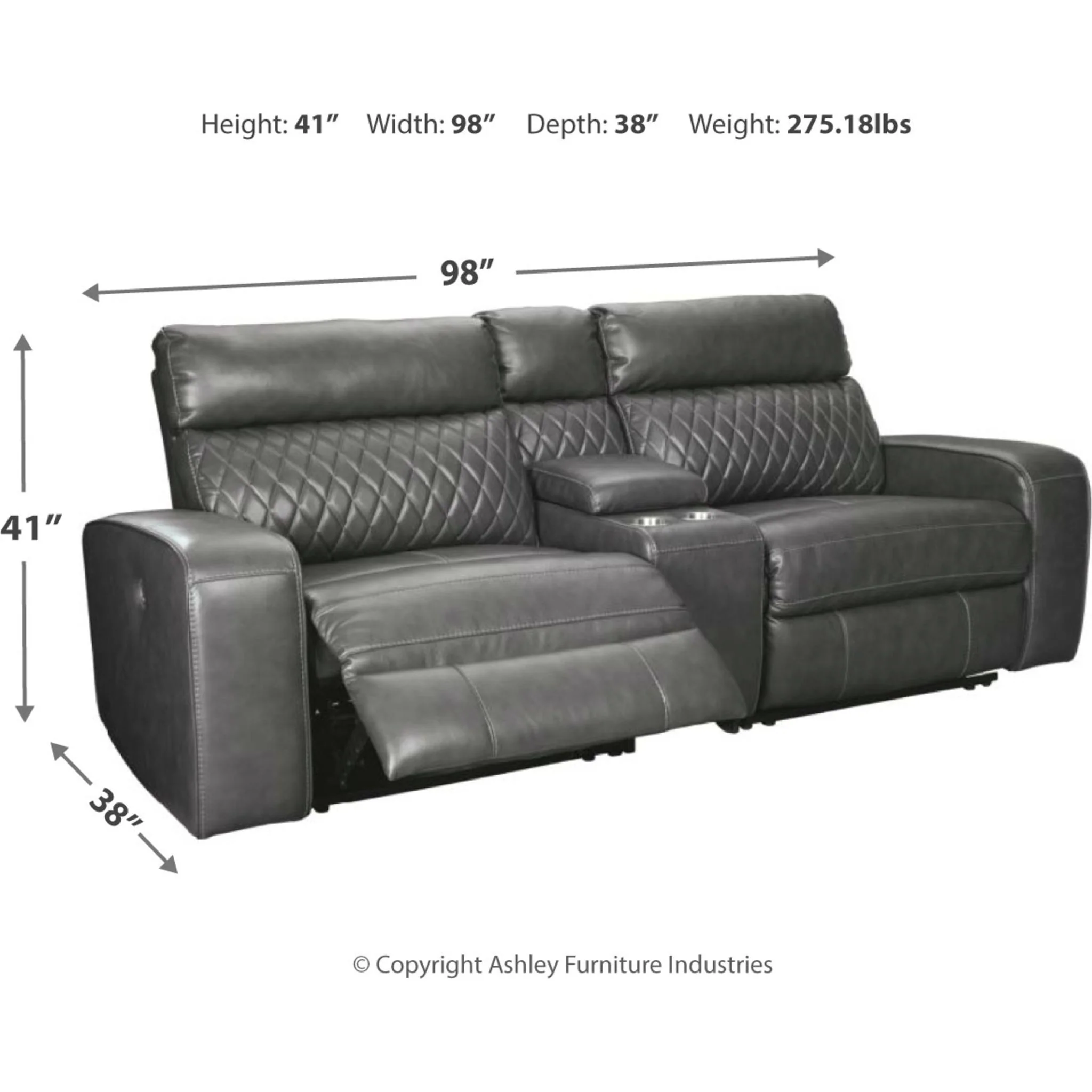 Samperstone 3 Piece Power Reclining Loveseat Console - Image 3