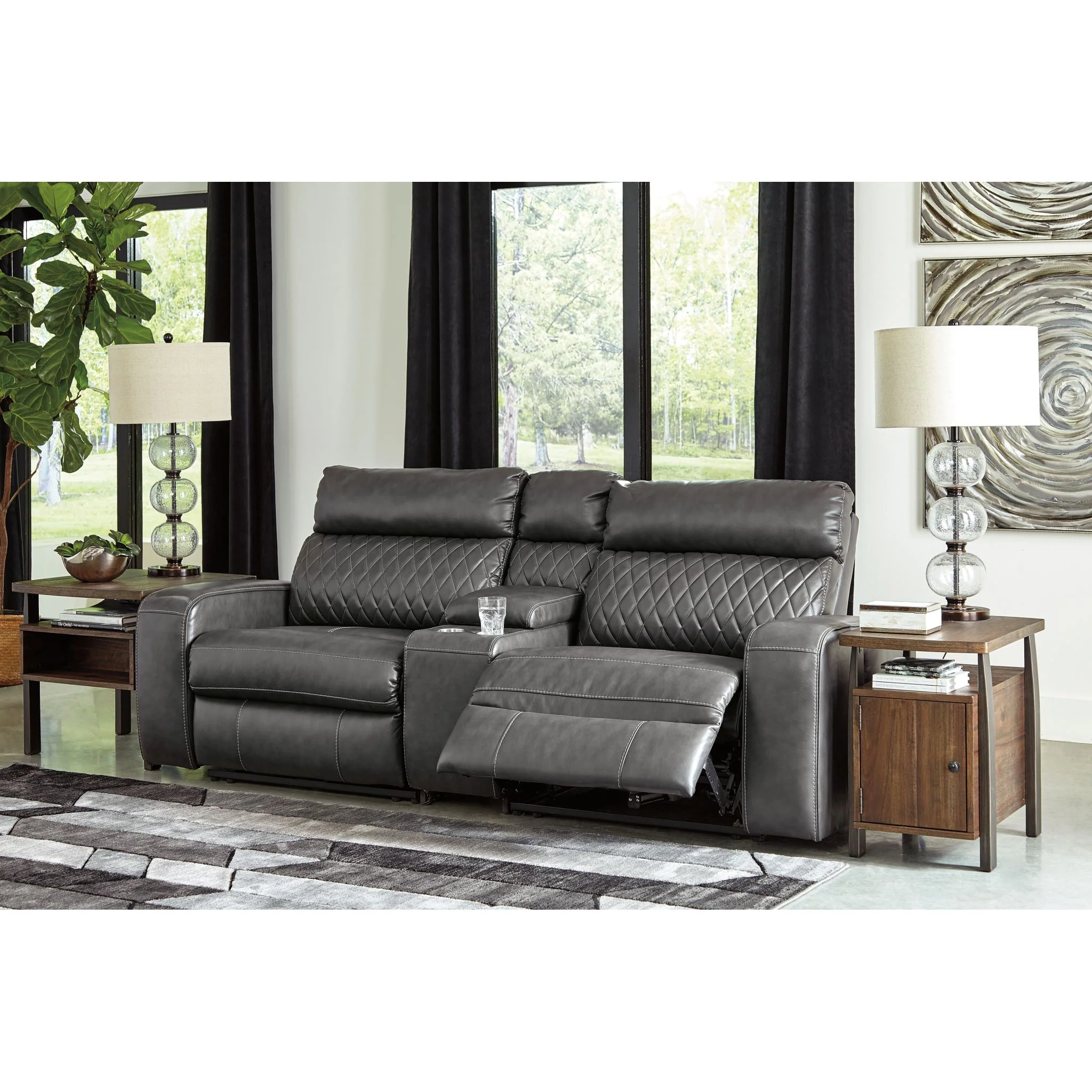 Samperstone 3 Piece Power Reclining Loveseat Console - Image 4