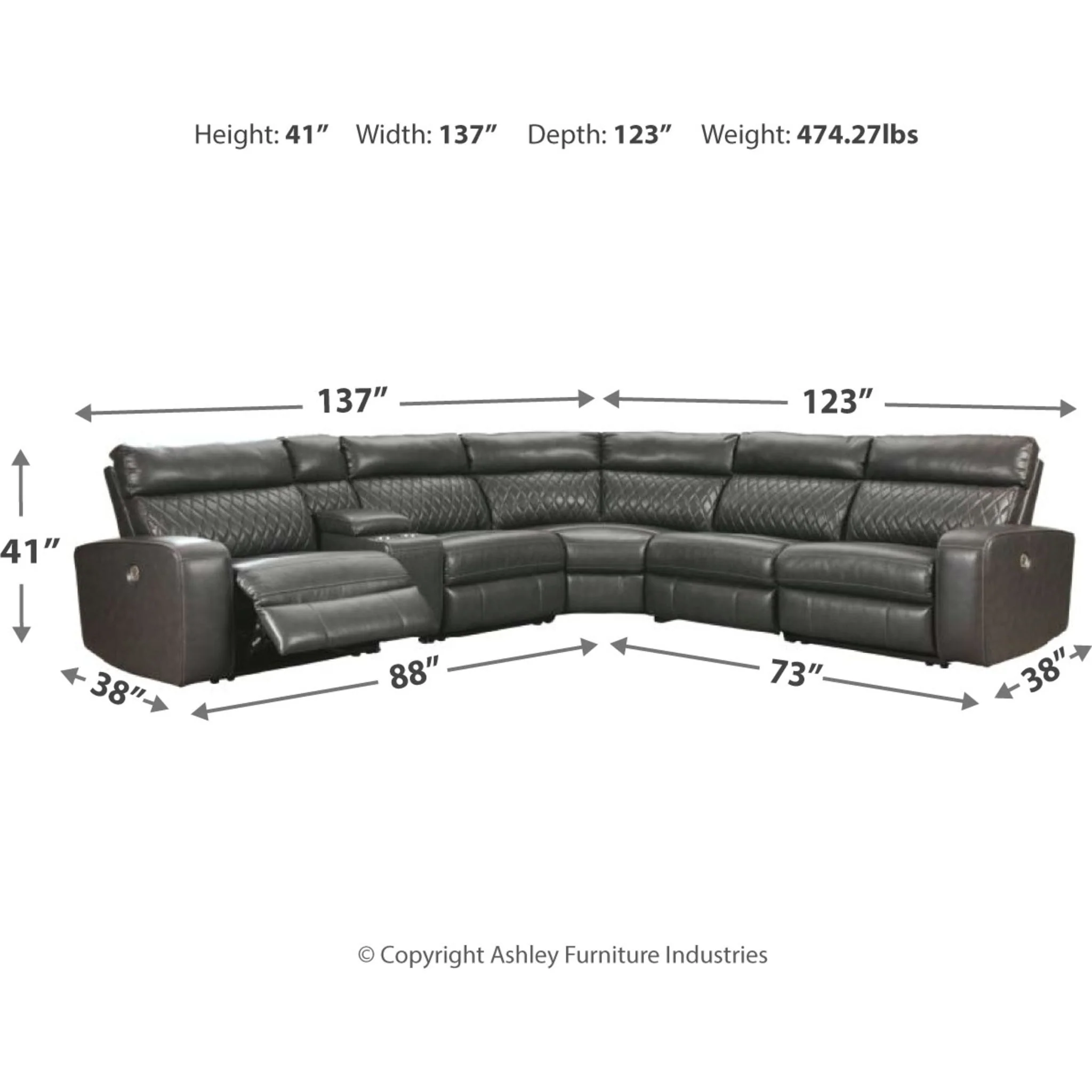 Samperstone 6 Piece Power Reclining Sectional - Image 3