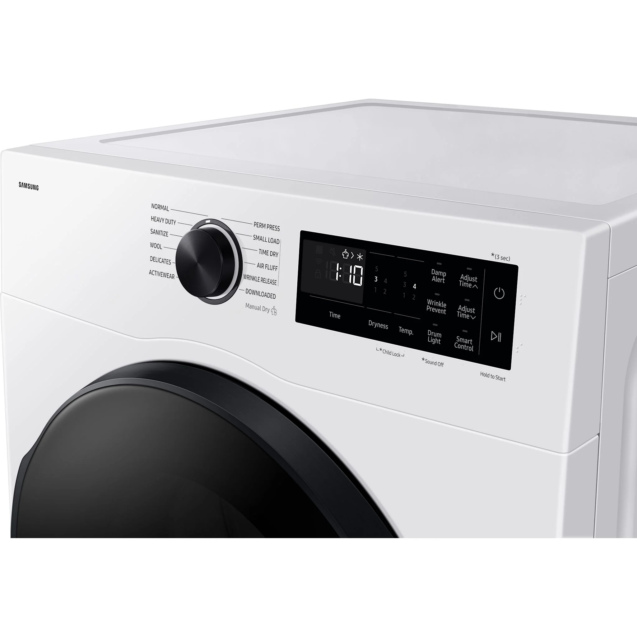 Samsung 4.0cu.ft. Compact Electric Dryer with SmartDial Control - White (DV25FG50BVBEAC) - Image 6