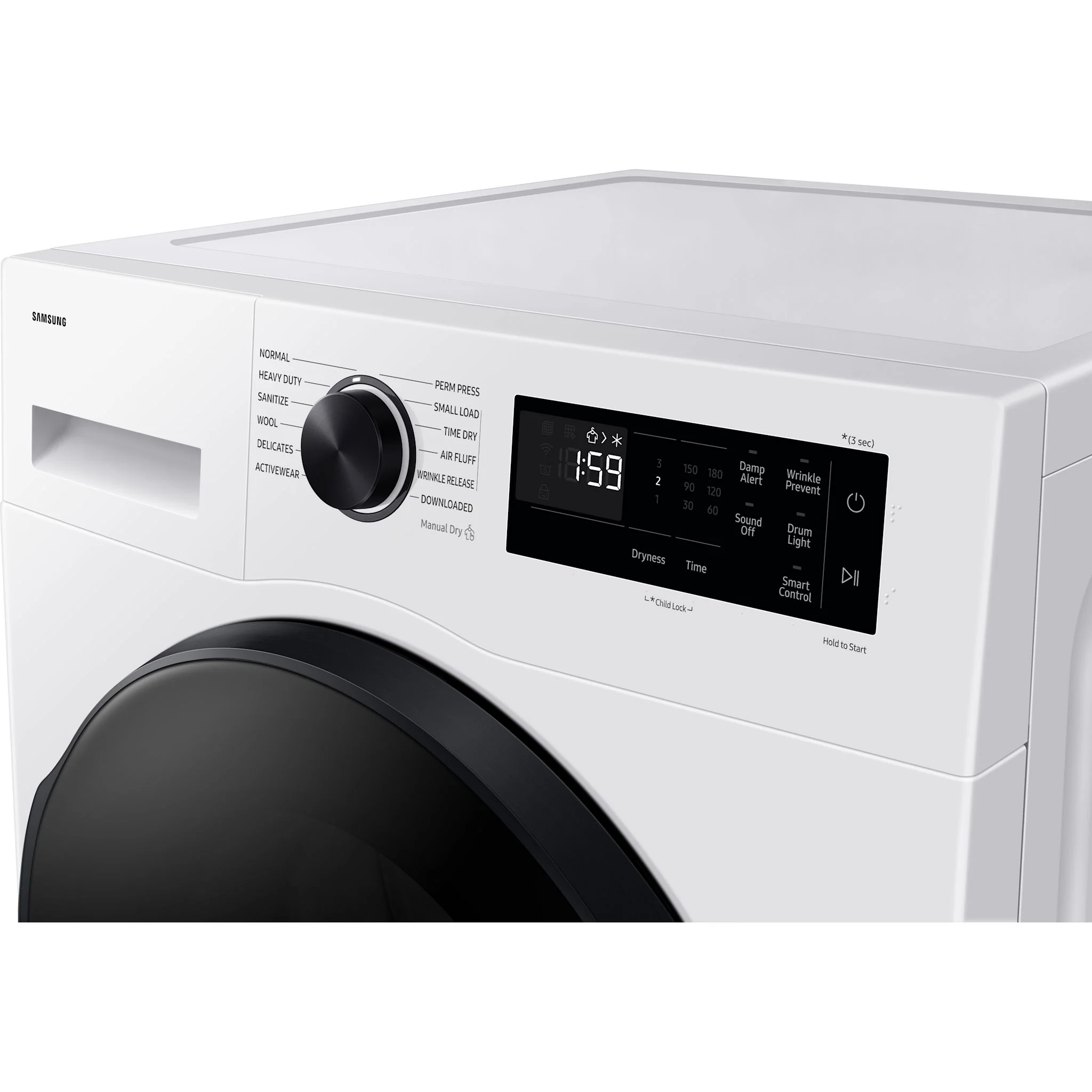 Samsung 4.0cu.ft. Compact Heat Pump Dryer with SmartDial Control - White (DV25FG50B0BEAC) - Image 8