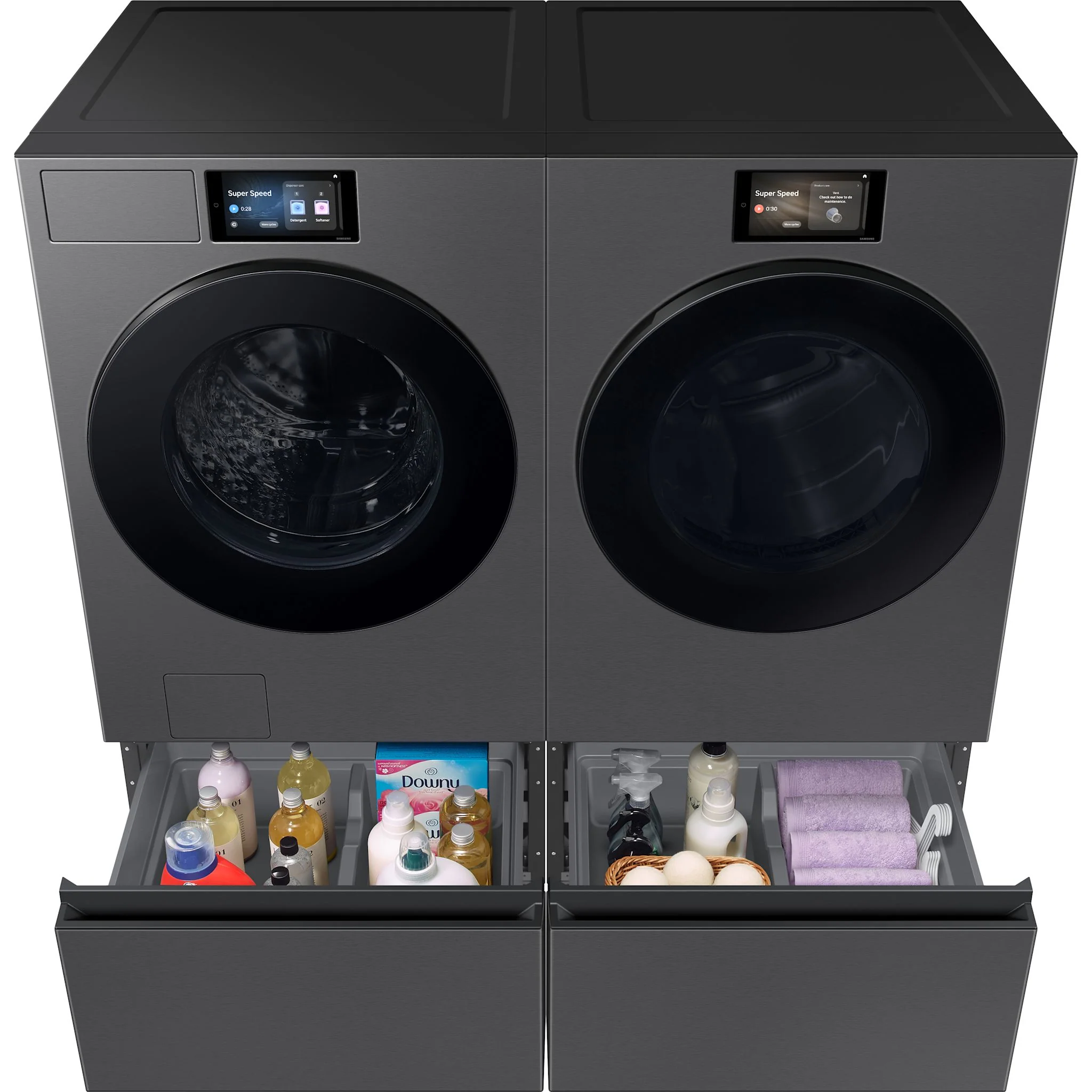 Samsung Front Load Pair (WF90F53ADSA5-DV90F53AESAC) - Dark Steel - Image 6