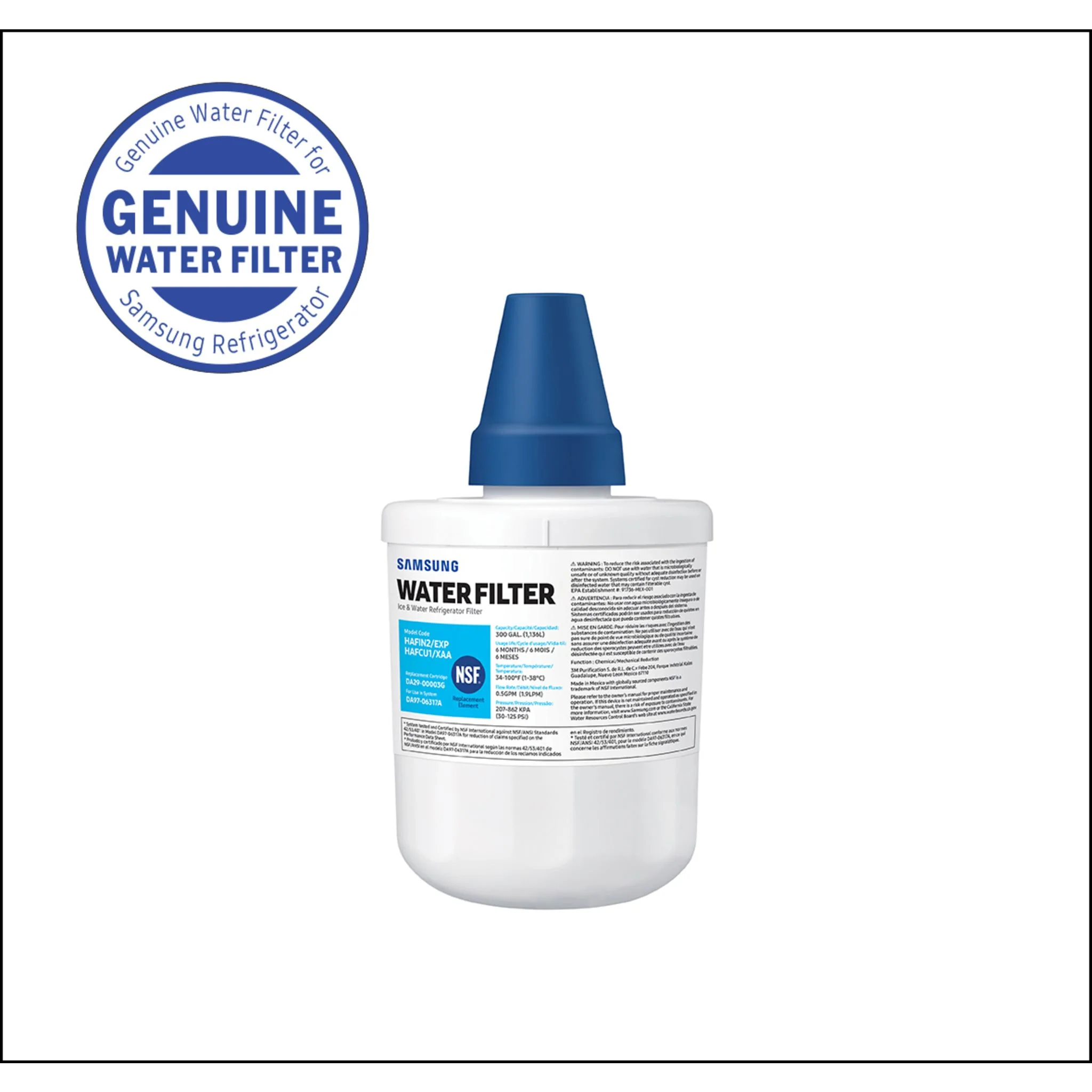 Samsung Side-by-Side & French Door Refrigerator Water Filter -  (HAF-CU1) - Image 3