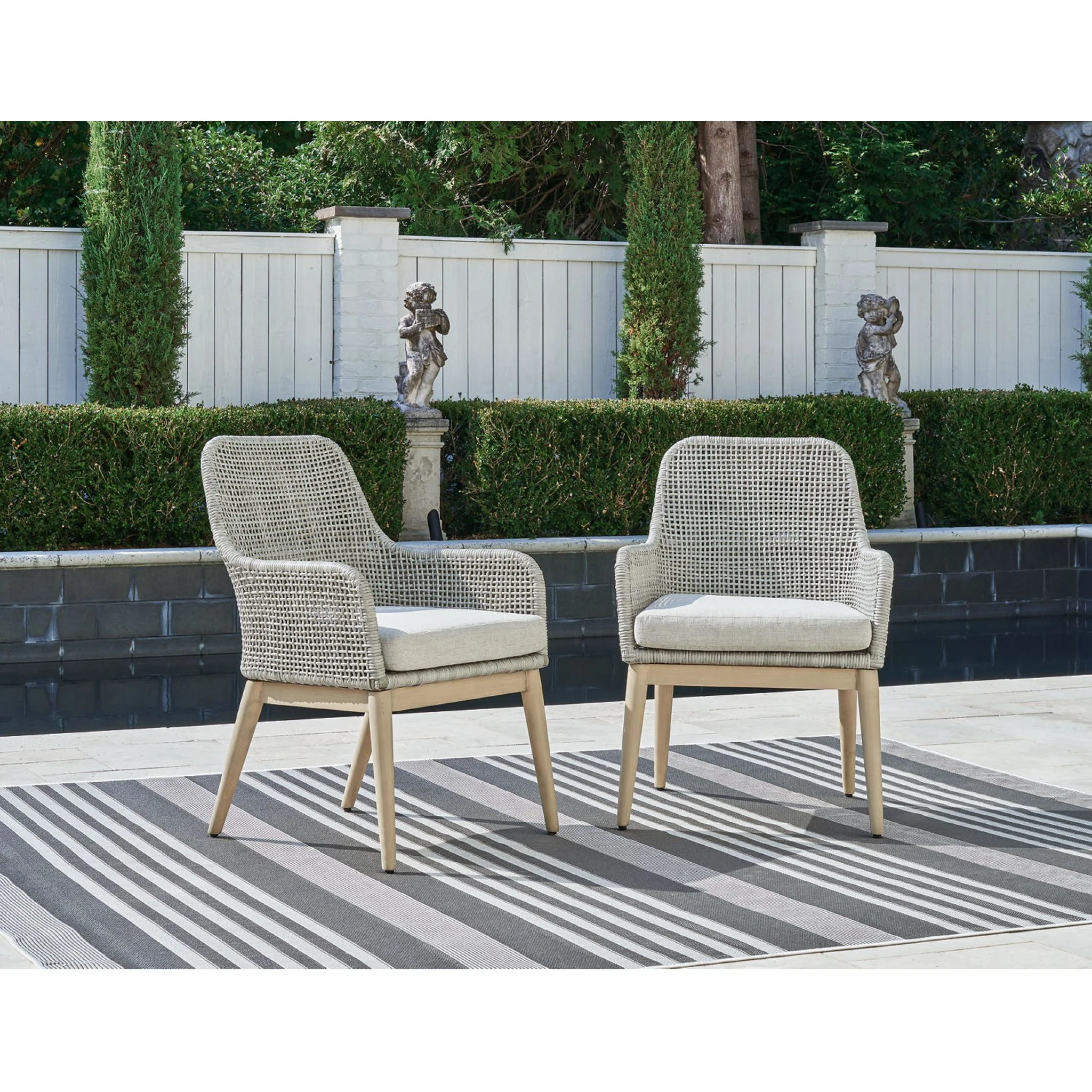 Seton Creek Outdoor Arm Chair with Cushion (set of 2) - Image 12