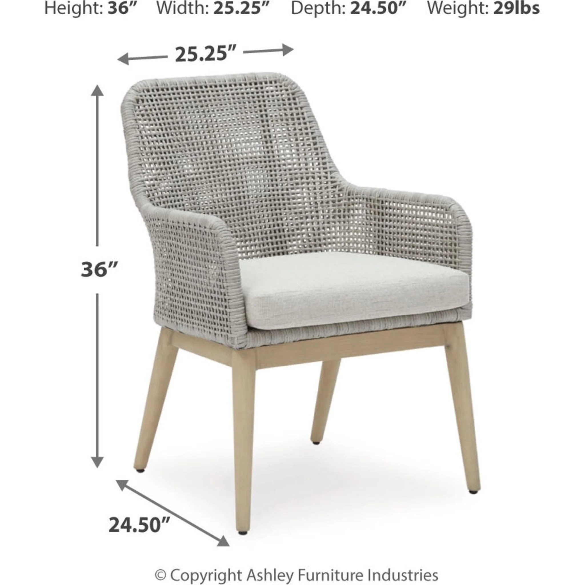 Seton Creek Outdoor Arm Chair with Cushion (set of 2) - Image 4