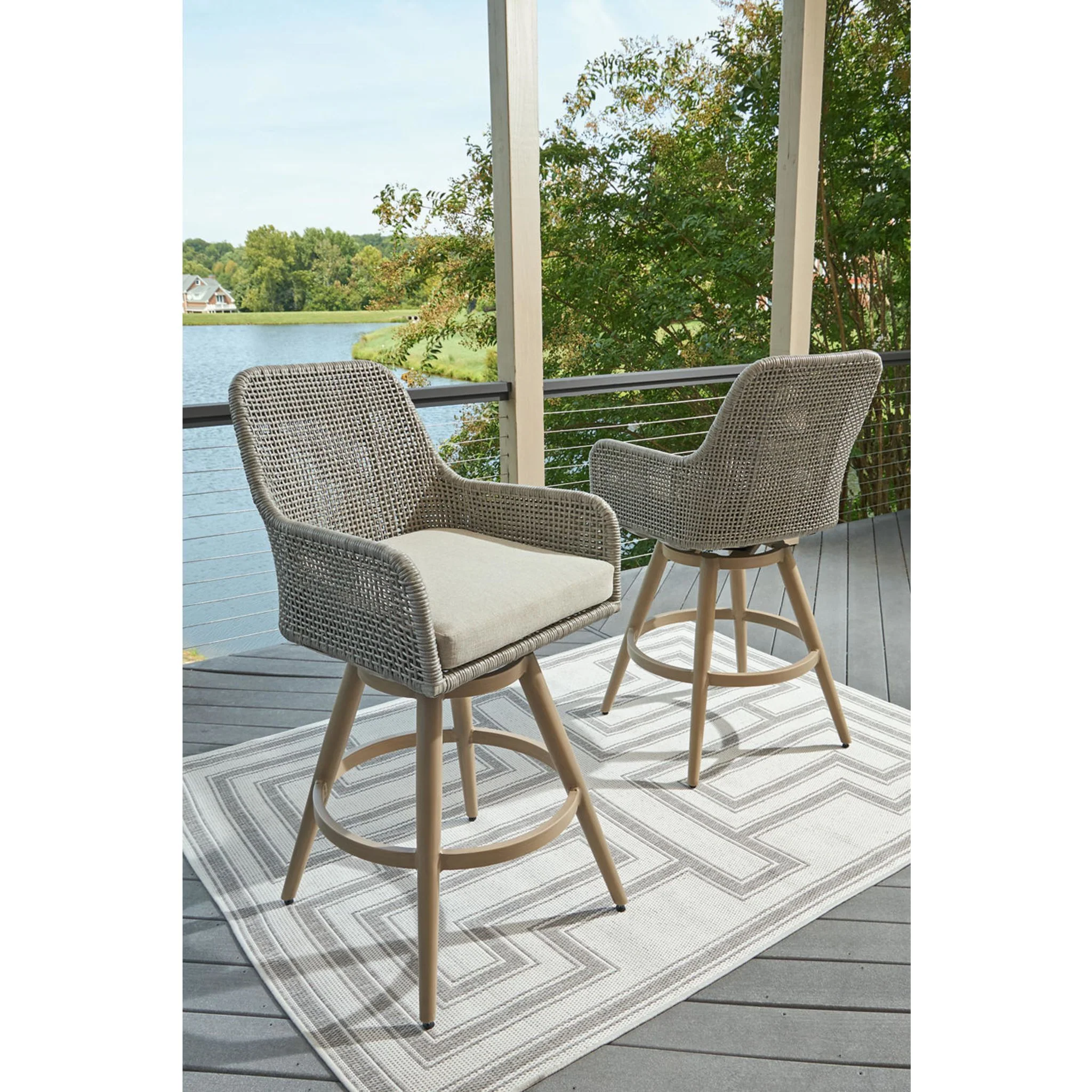 Seton Creek Outdoor Barstool (set of 2) - Image 2
