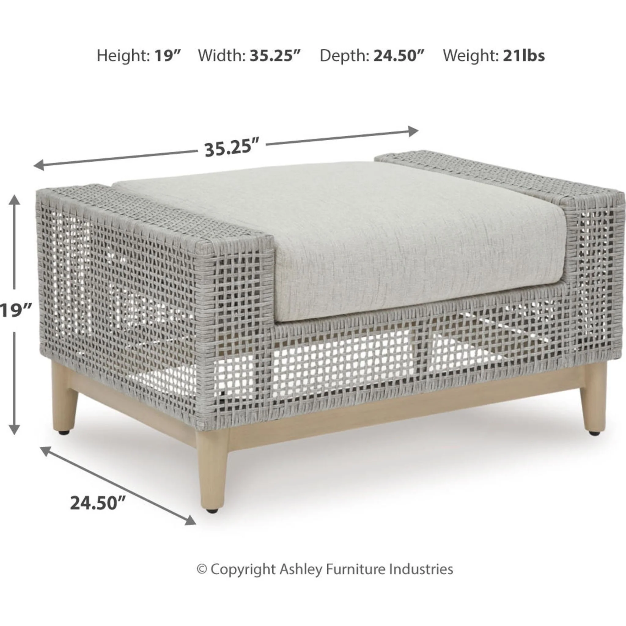 Seton Creek Outdoor Ottoman with Cushion - Image 5