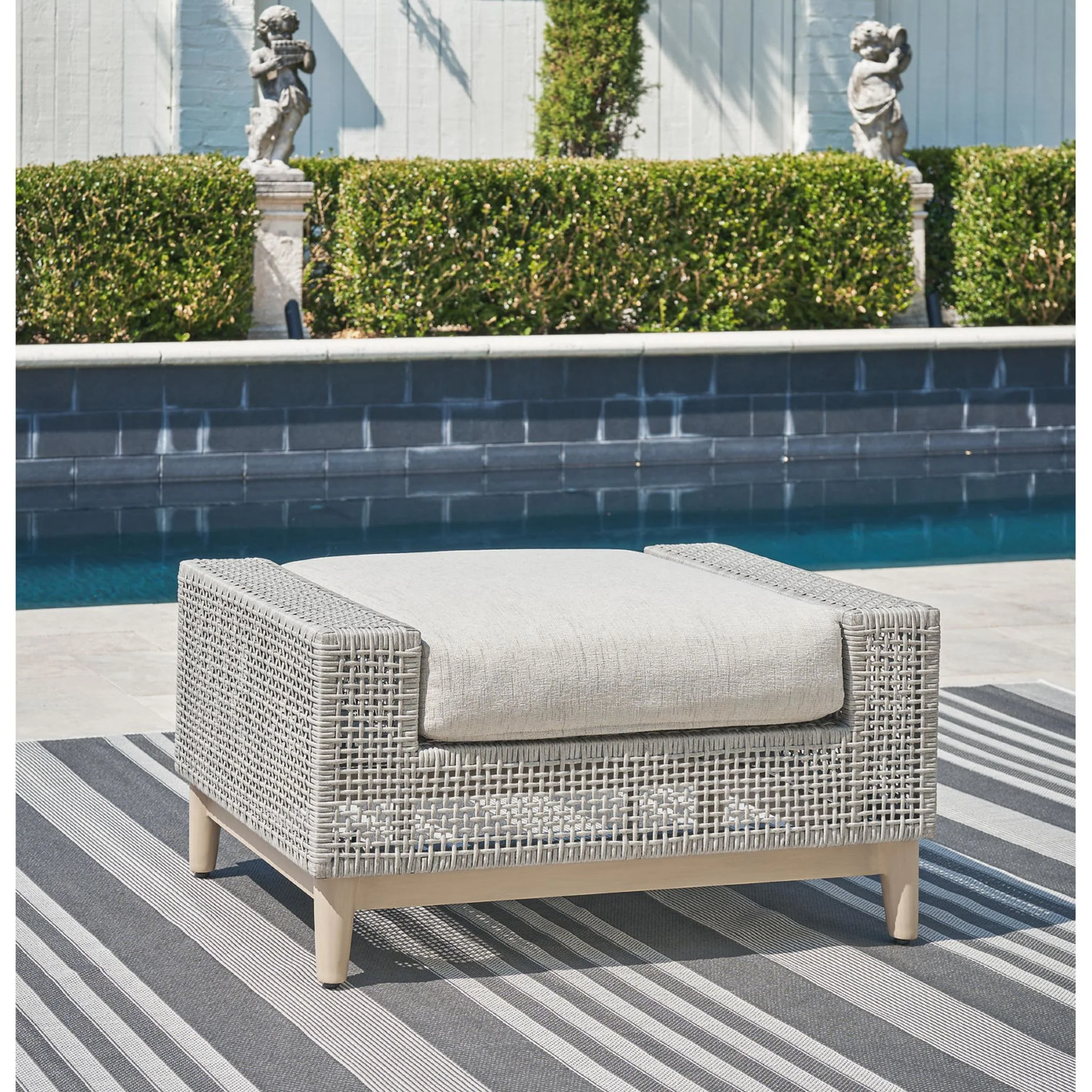 Seton Creek Outdoor Ottoman with Cushion - Image 6