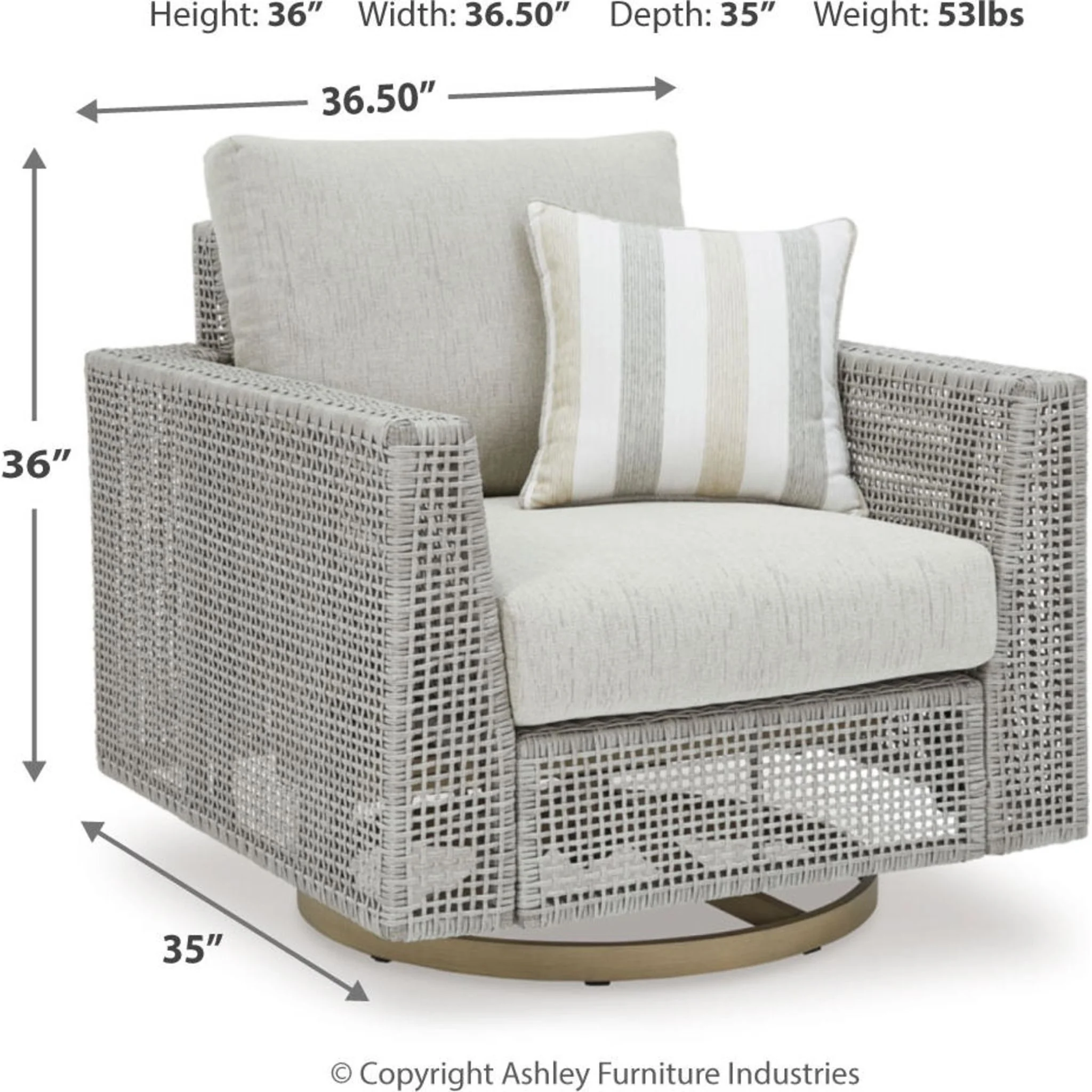 Seton Creek Outdoor Swivel Lounge Chair with Cushion - Image 5