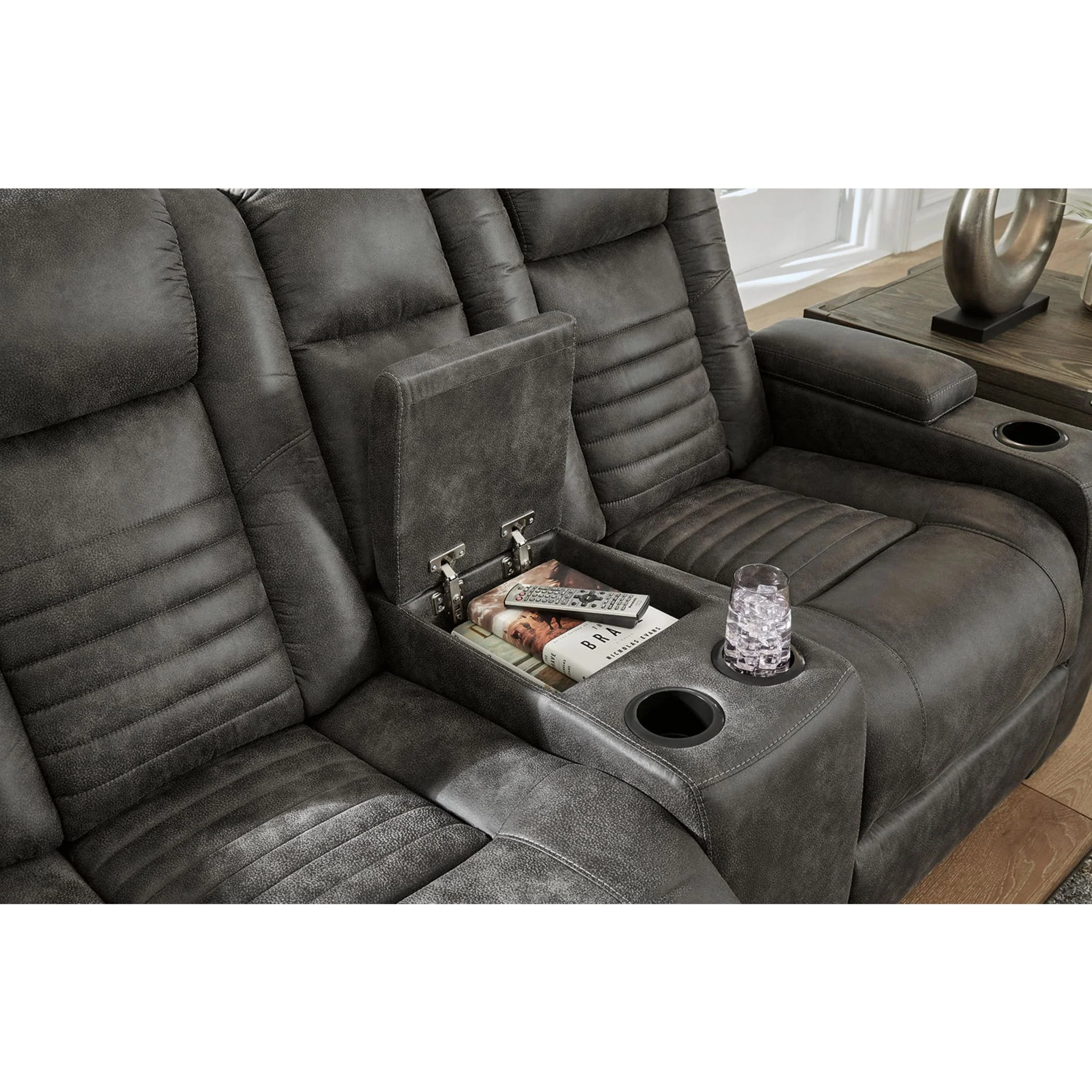 Soundcheck Power Reclining Loveseat with Console and Adj Head - Image 7