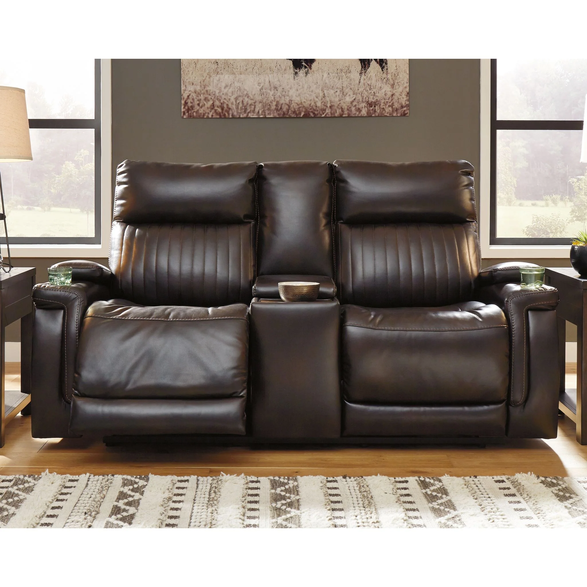 Team Time Power Reclining Loveseat with Console and Adj Head - Image 2