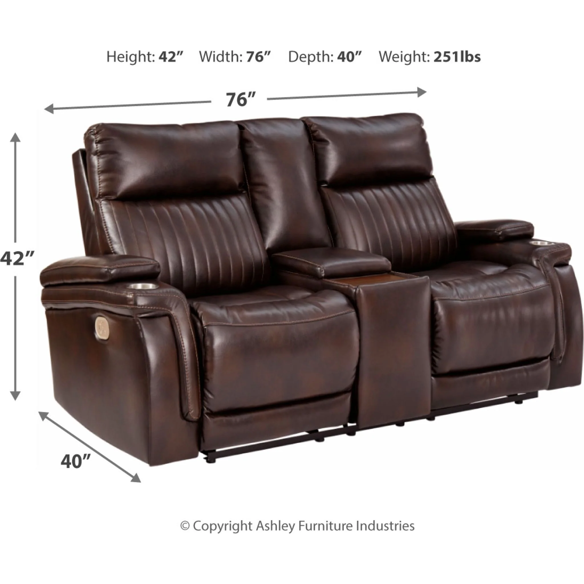 Team Time Power Reclining Loveseat with Console and Adj Head - Image 4