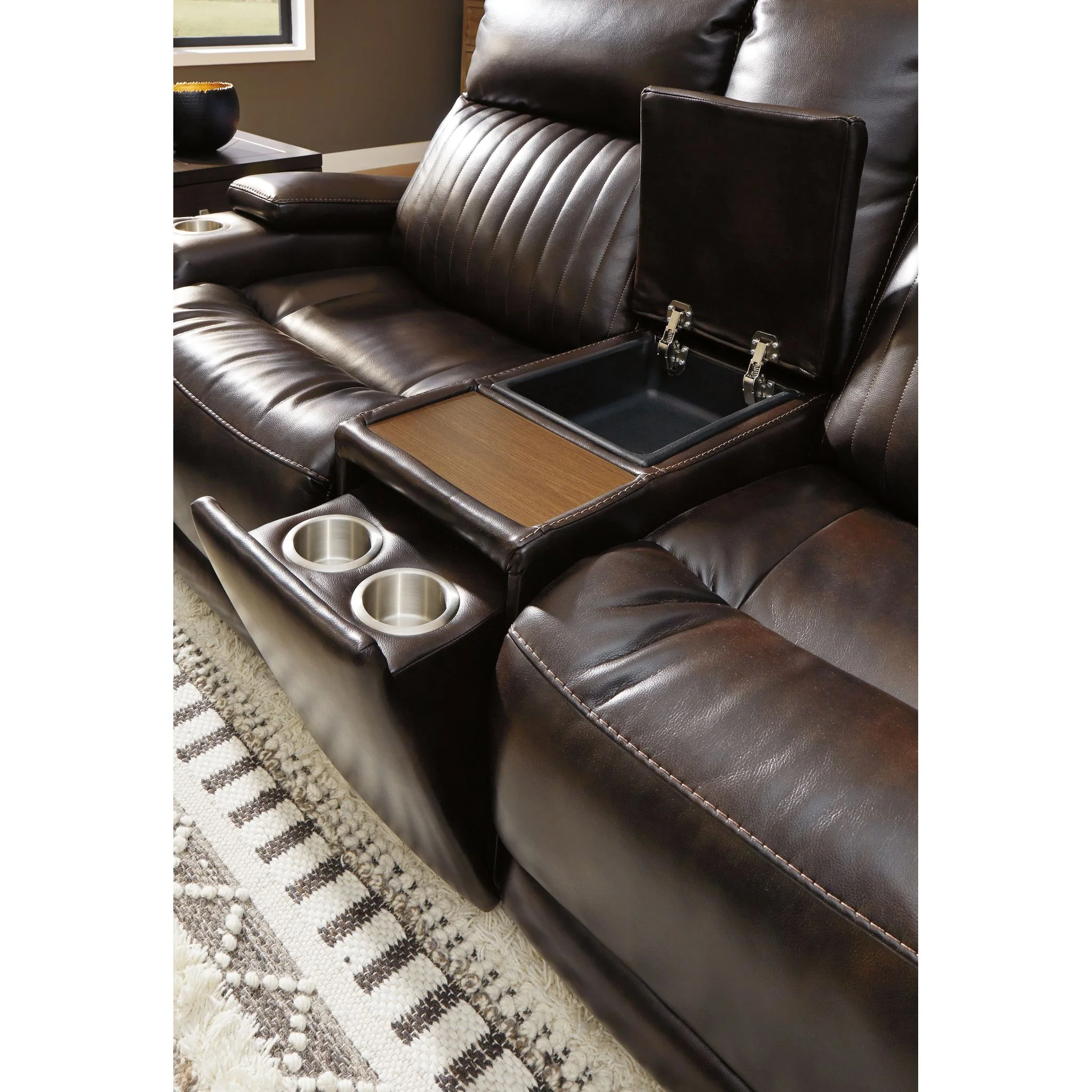 Team Time Power Reclining Loveseat with Console and Adj Head - Image 5
