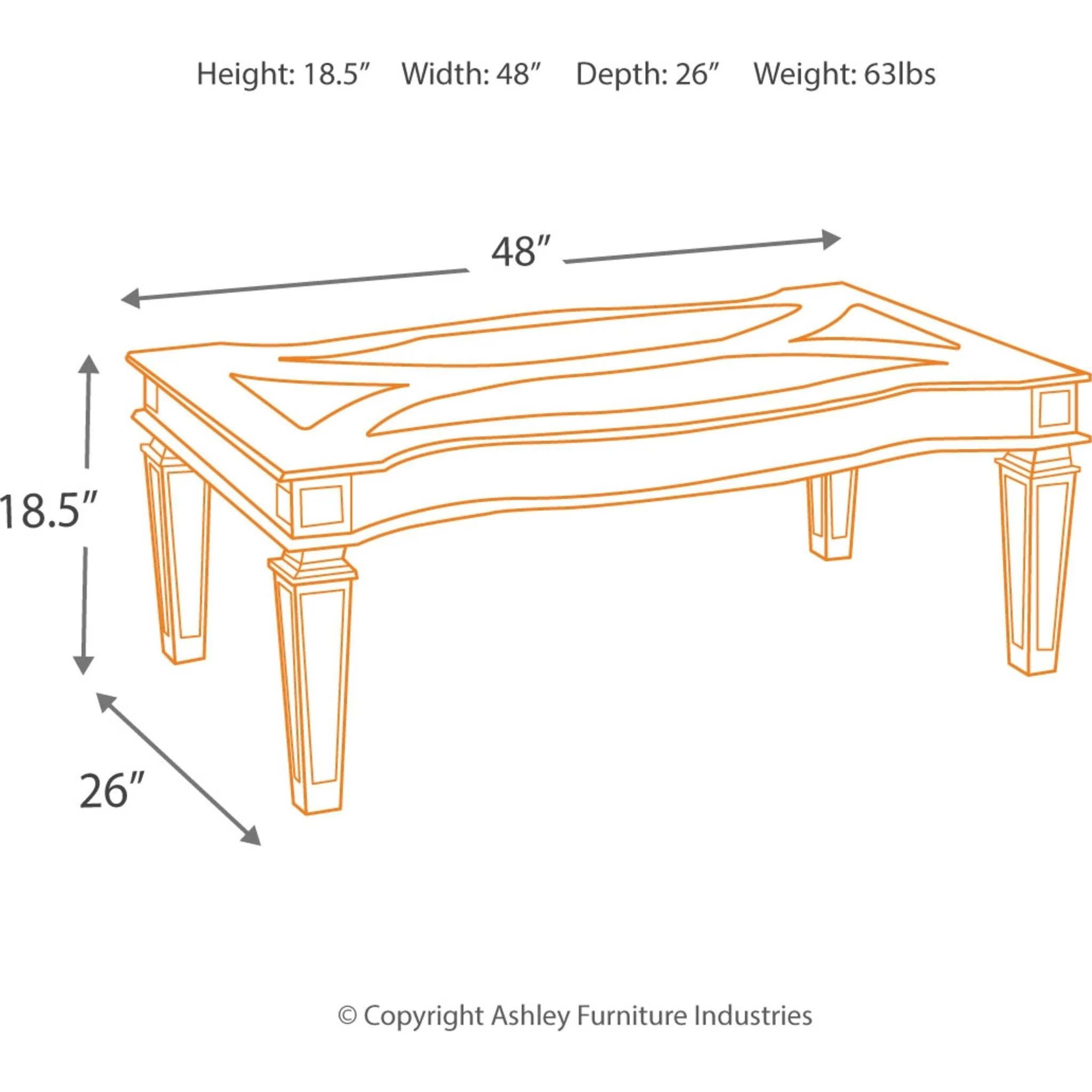 Tessani Rectangle Coffee Table - Image 4