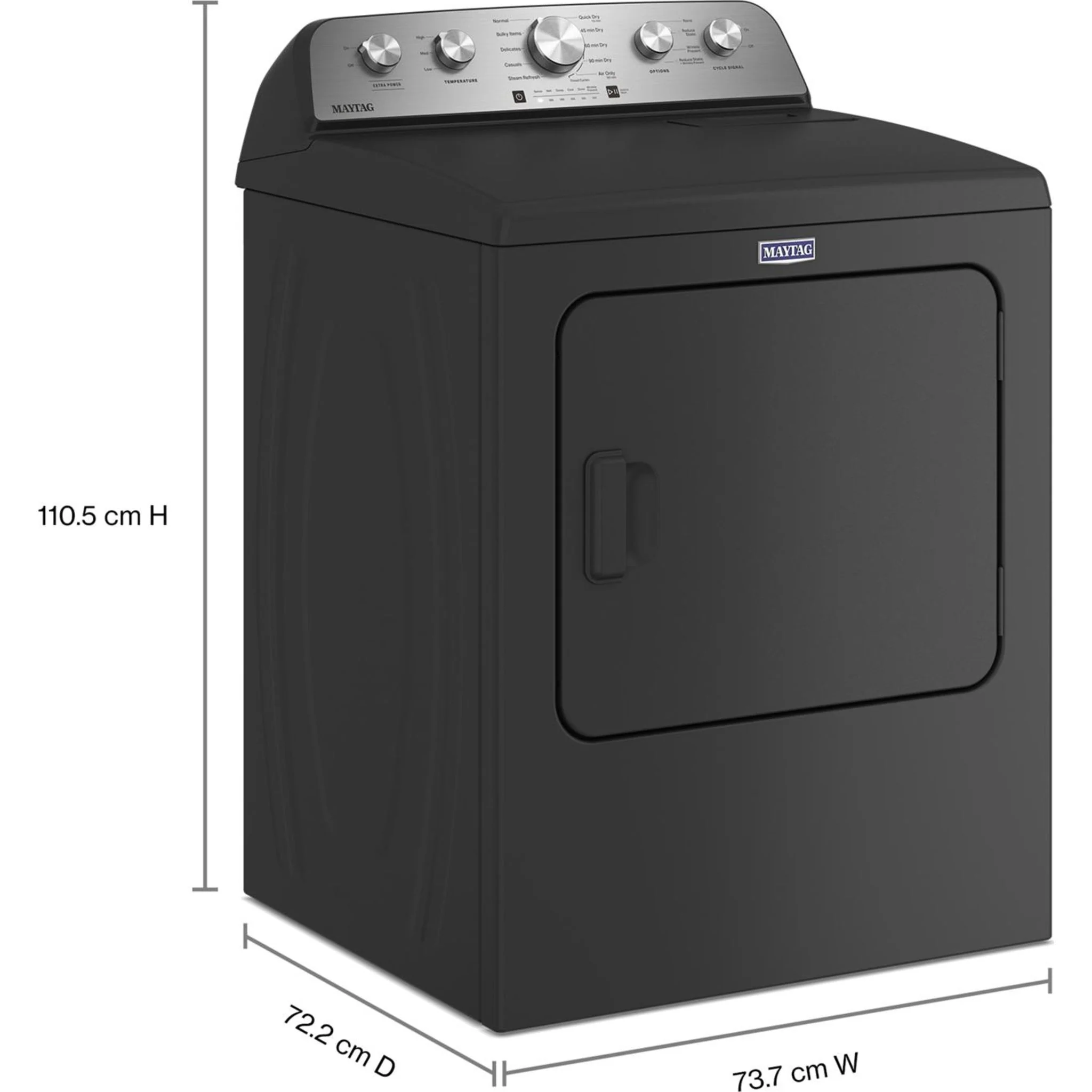 Maytag Top Load Electric Dryer with Steam-Enhanced Cycles - 7.0 cu.ft. - Volcano Black (YMED5430PBK) - Image 7