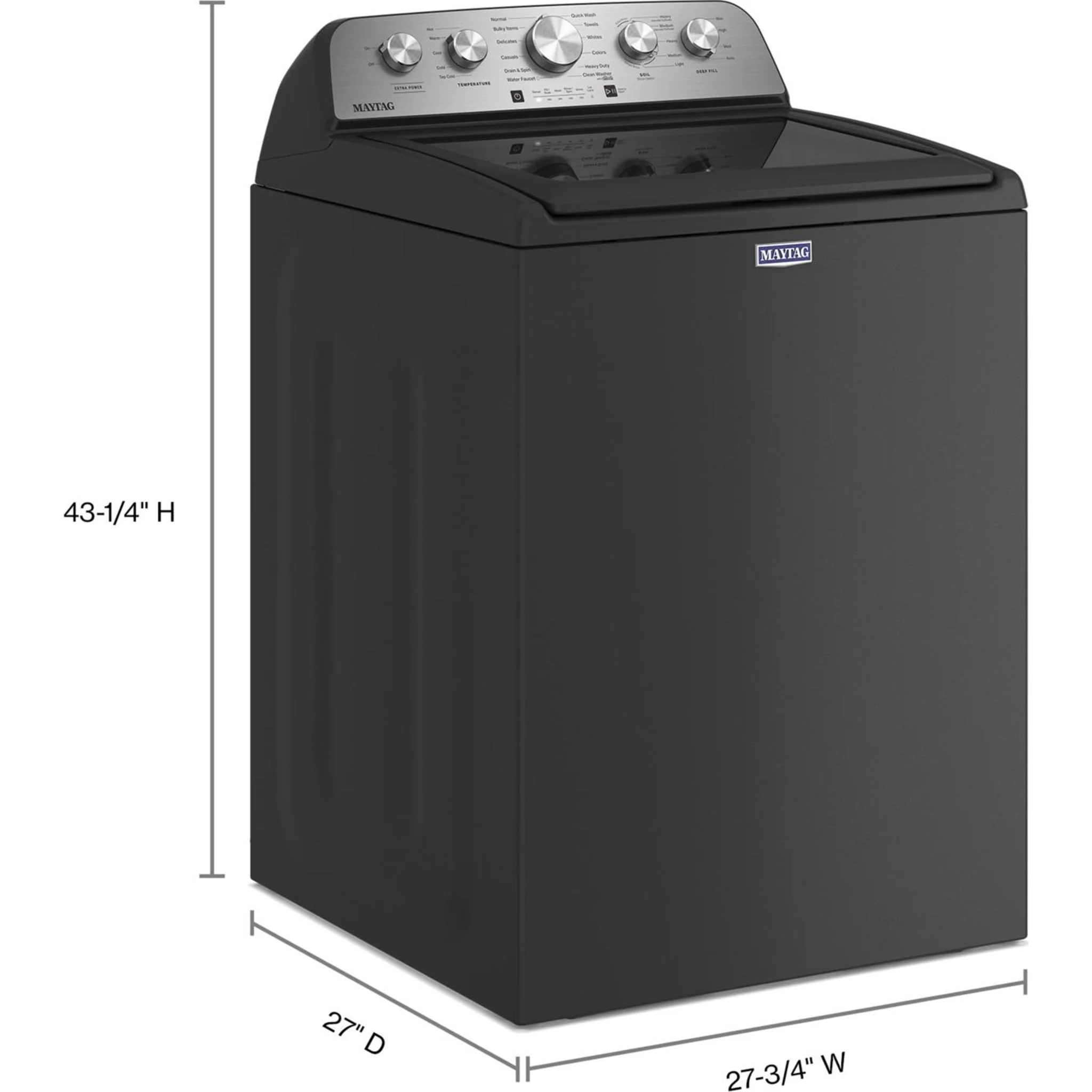 Maytag Top Load Washer with Extra Power - 5.4 cu.ft. - Volcano Black (MVW5435PBK) - Image 5