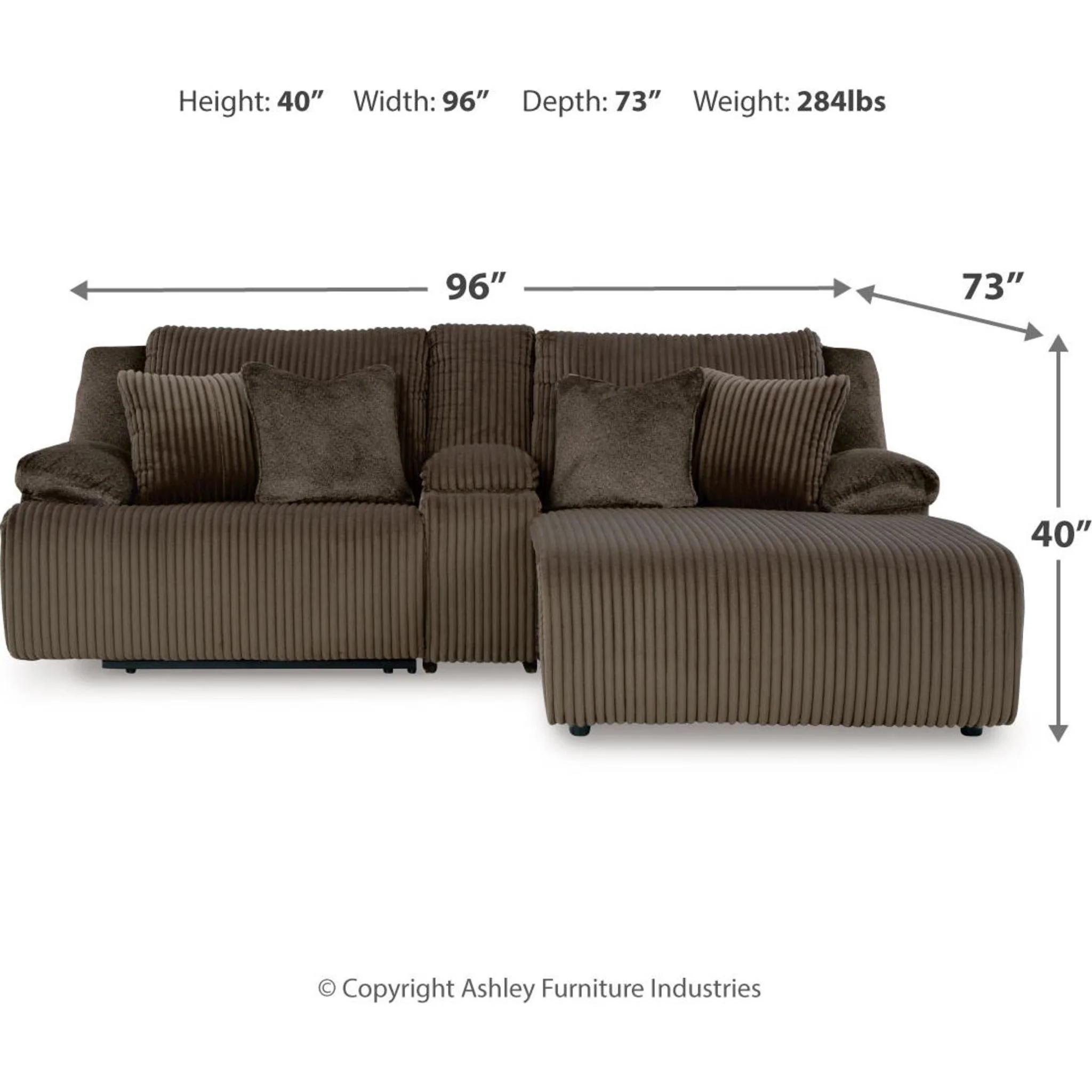 Top Tier 3 Piece Reclining Sectional with Chaise - Image 3